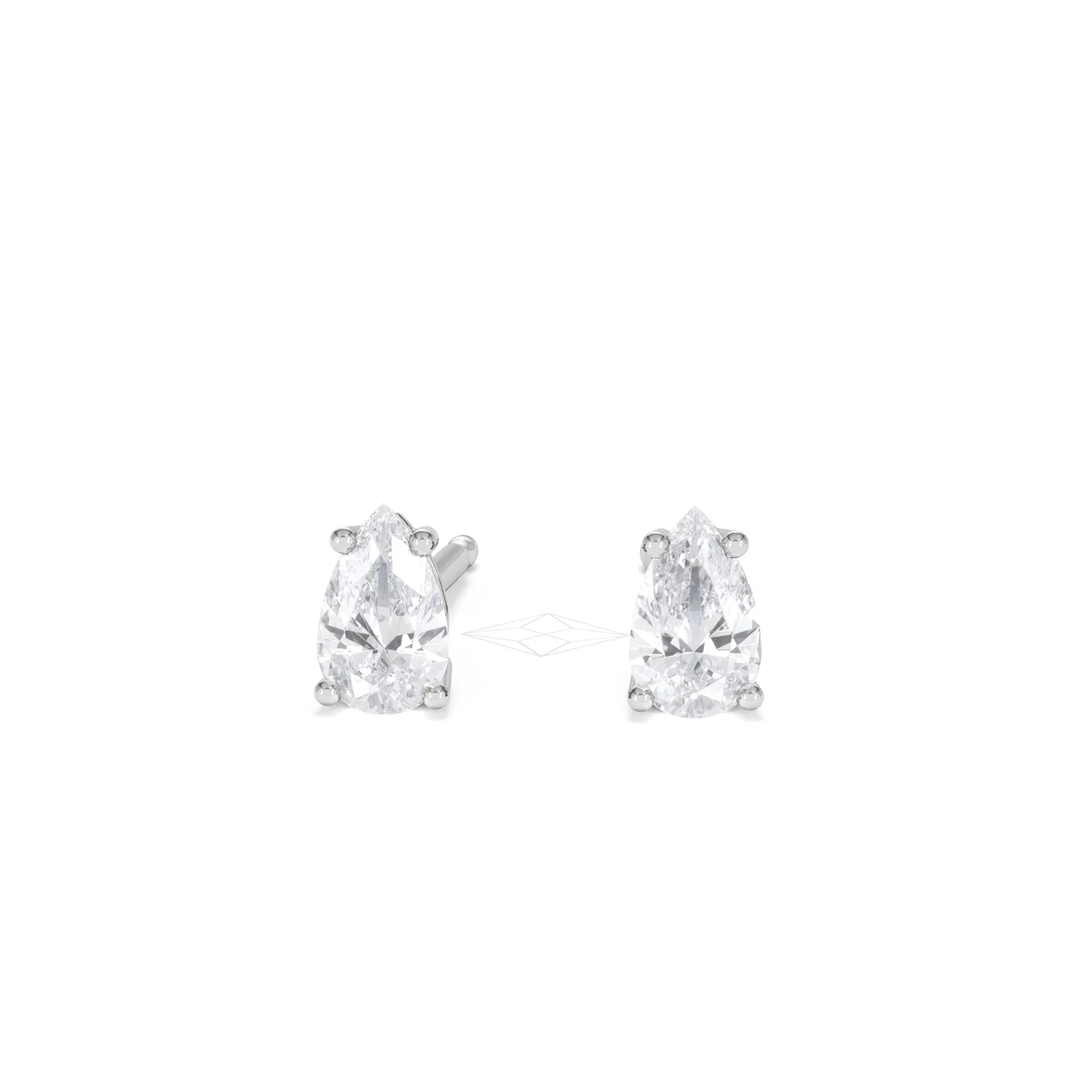 Naomi Pear Cut Lab Diamond Stud Earrings 0.50ct H/SI in 9K White Gold - Image 89