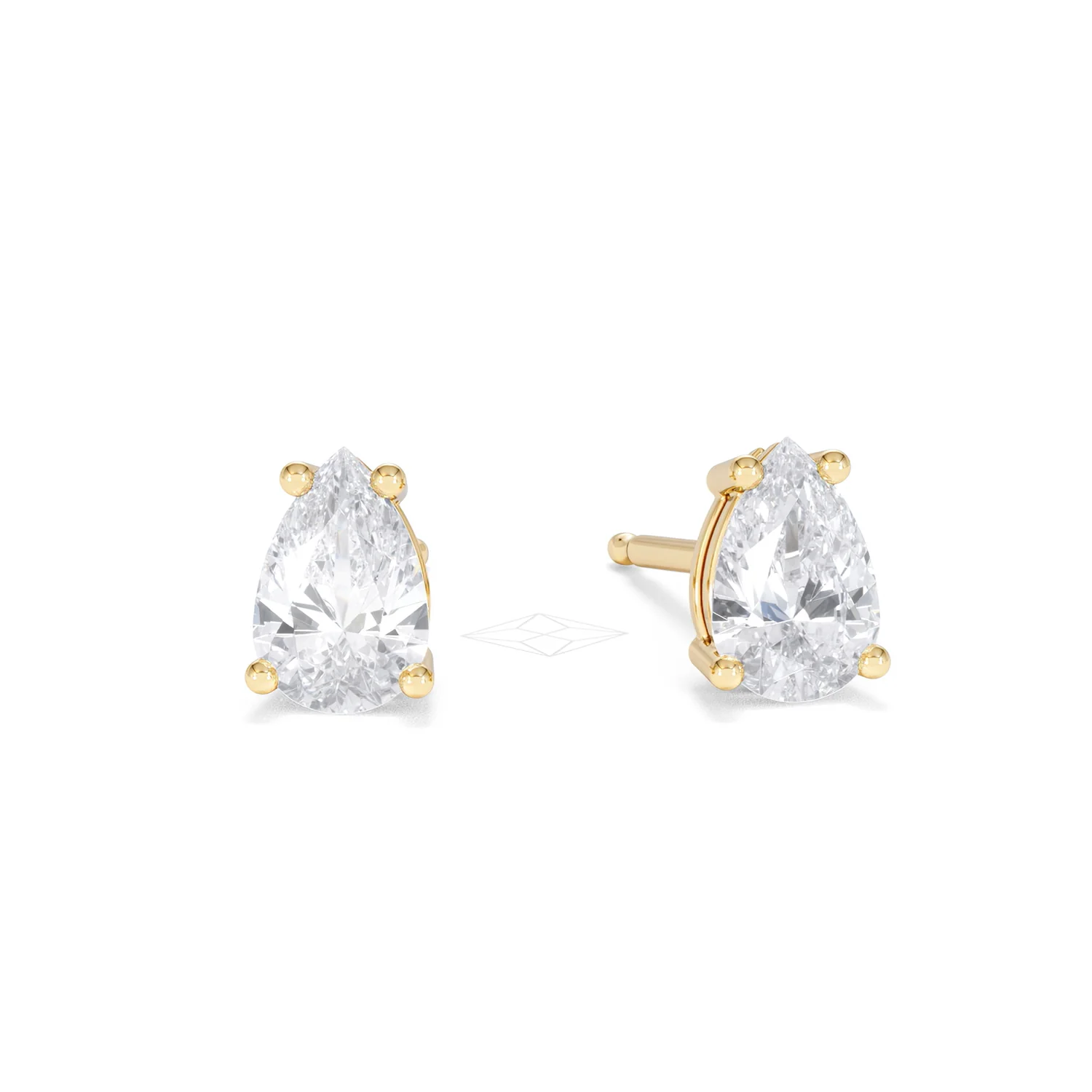 Naomi Pear Cut Lab Diamond Stud Earrings 1.00ct H/SI in 9k Gold - Image 11