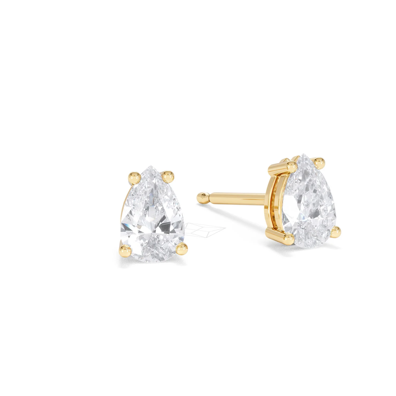 Naomi Pear Cut Lab Diamond Stud Earrings 1.00ct H/SI in 9k Gold - Image 14