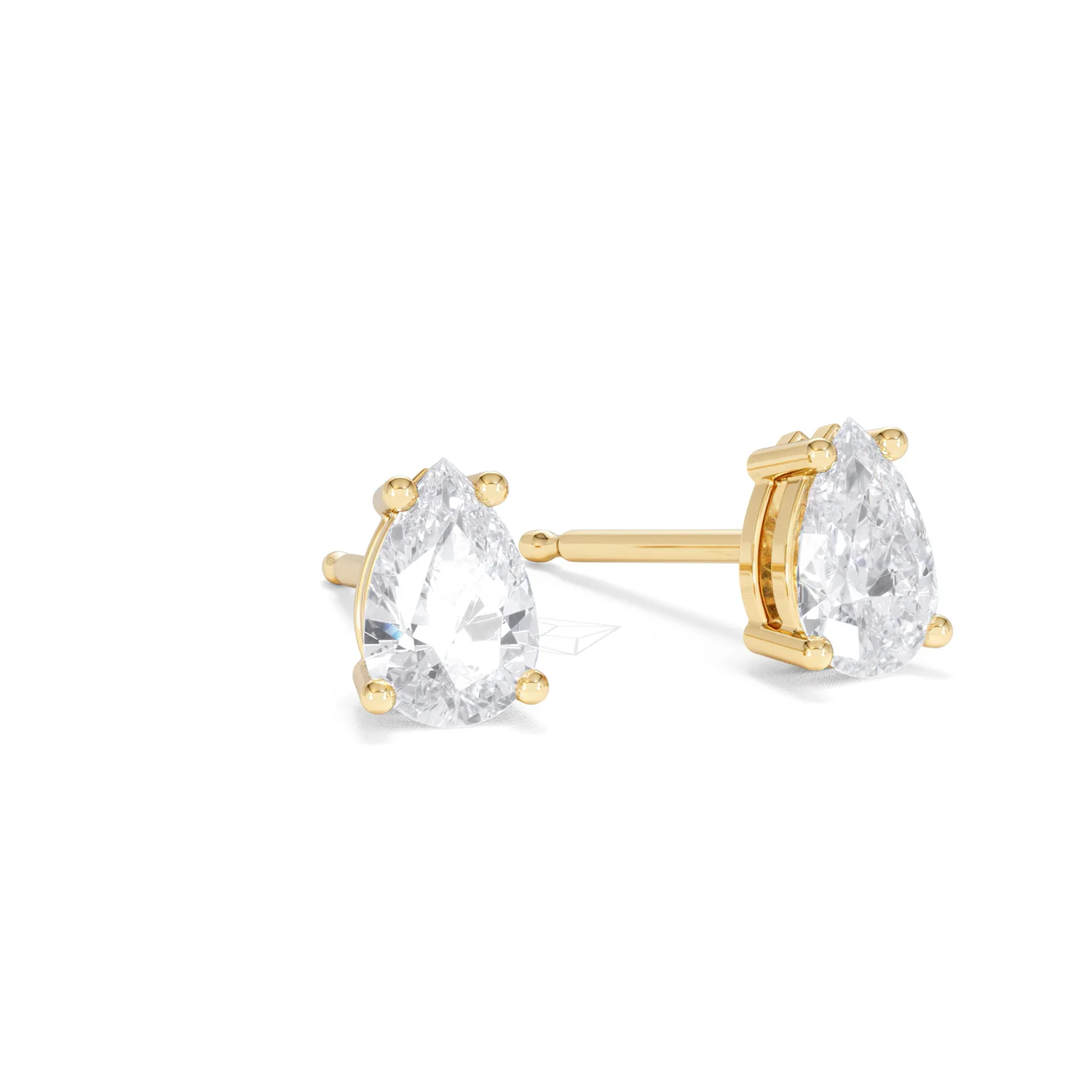 Naomi Pear Cut Lab Diamond Stud Earrings 1.00ct H/SI in 9k Gold - Image 15