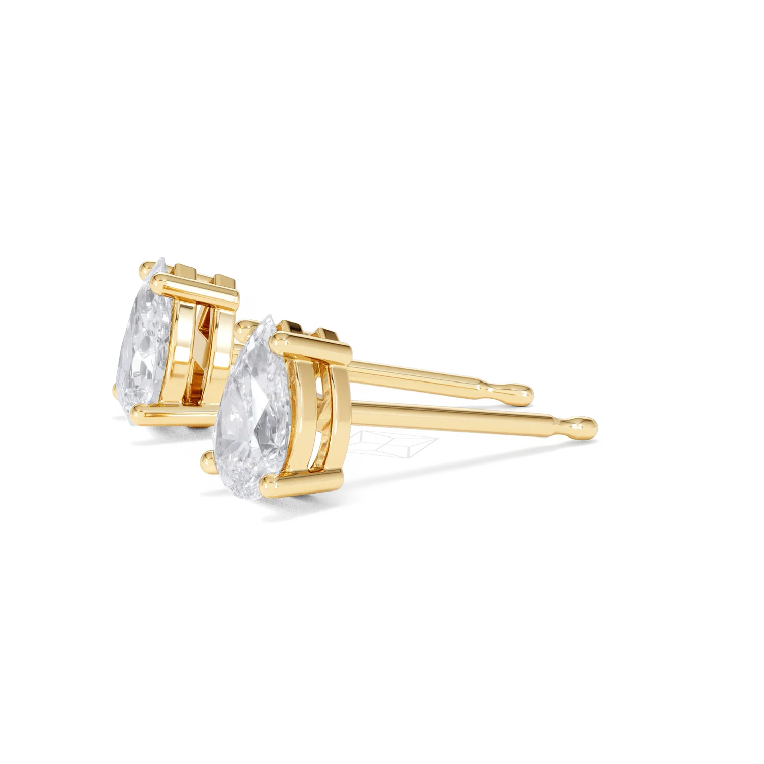 Naomi Pear Cut Lab Diamond Stud Earrings 1.00ct H/SI in 9k Gold - Image 75