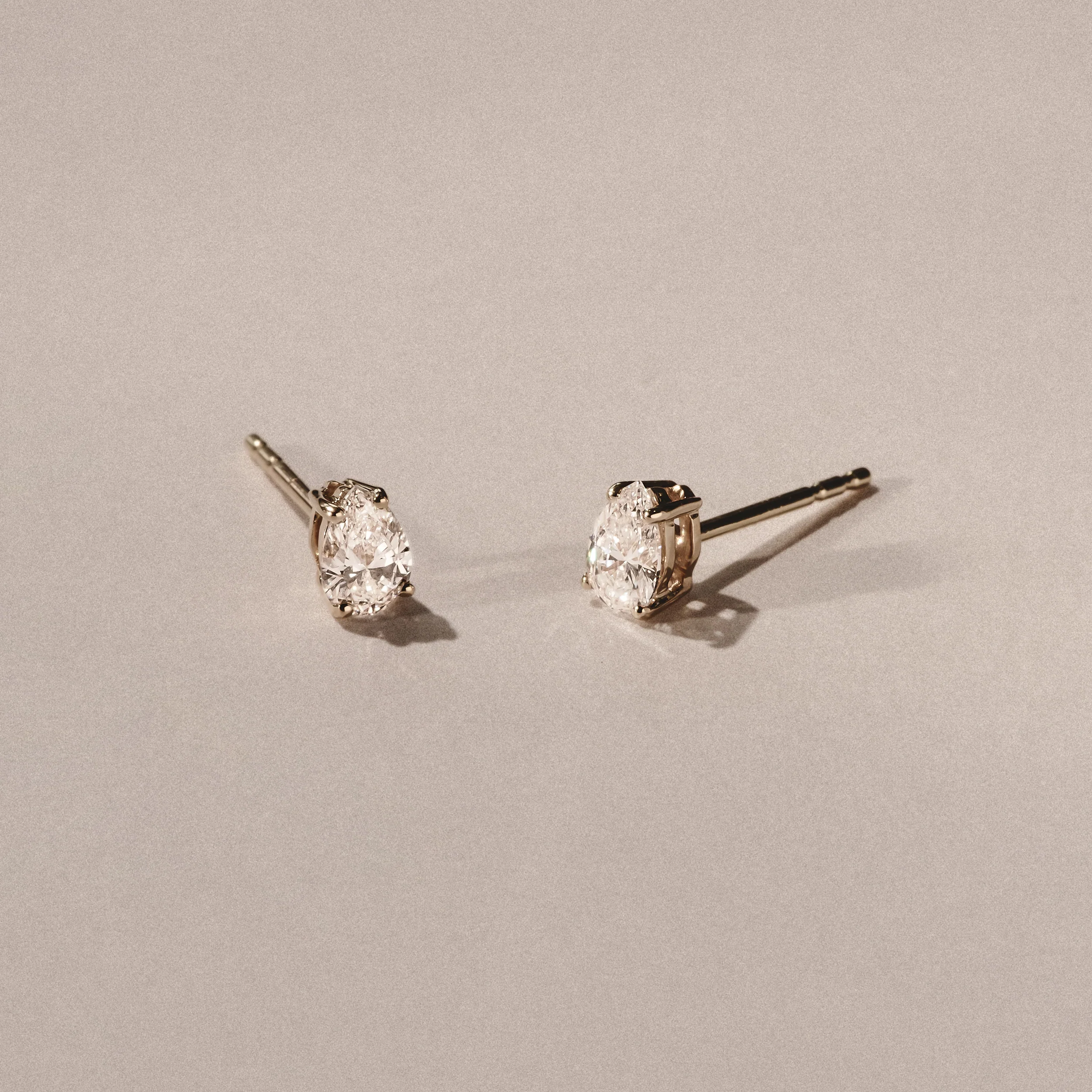Naomi Pear Cut Lab Diamond Stud Earrings 1.00ct H/SI in 9k Gold - Image 8