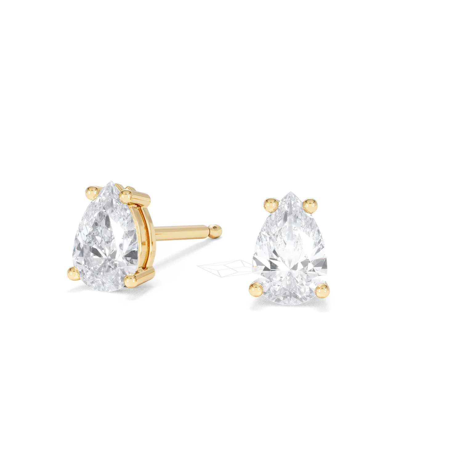 Naomi Pear Cut Lab Diamond Stud Earrings 1.00ct H/SI in 9k Gold - Image 86