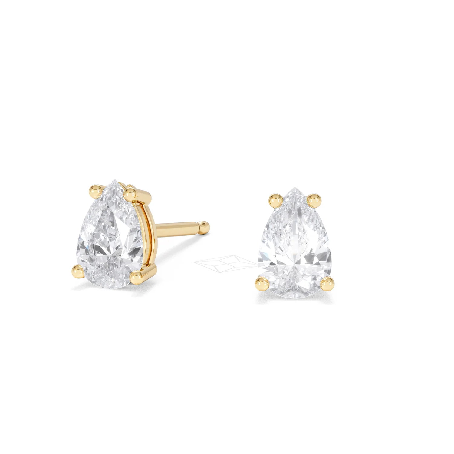 Naomi Pear Cut Lab Diamond Stud Earrings 1.00ct H/SI in 9k Gold - Image 87