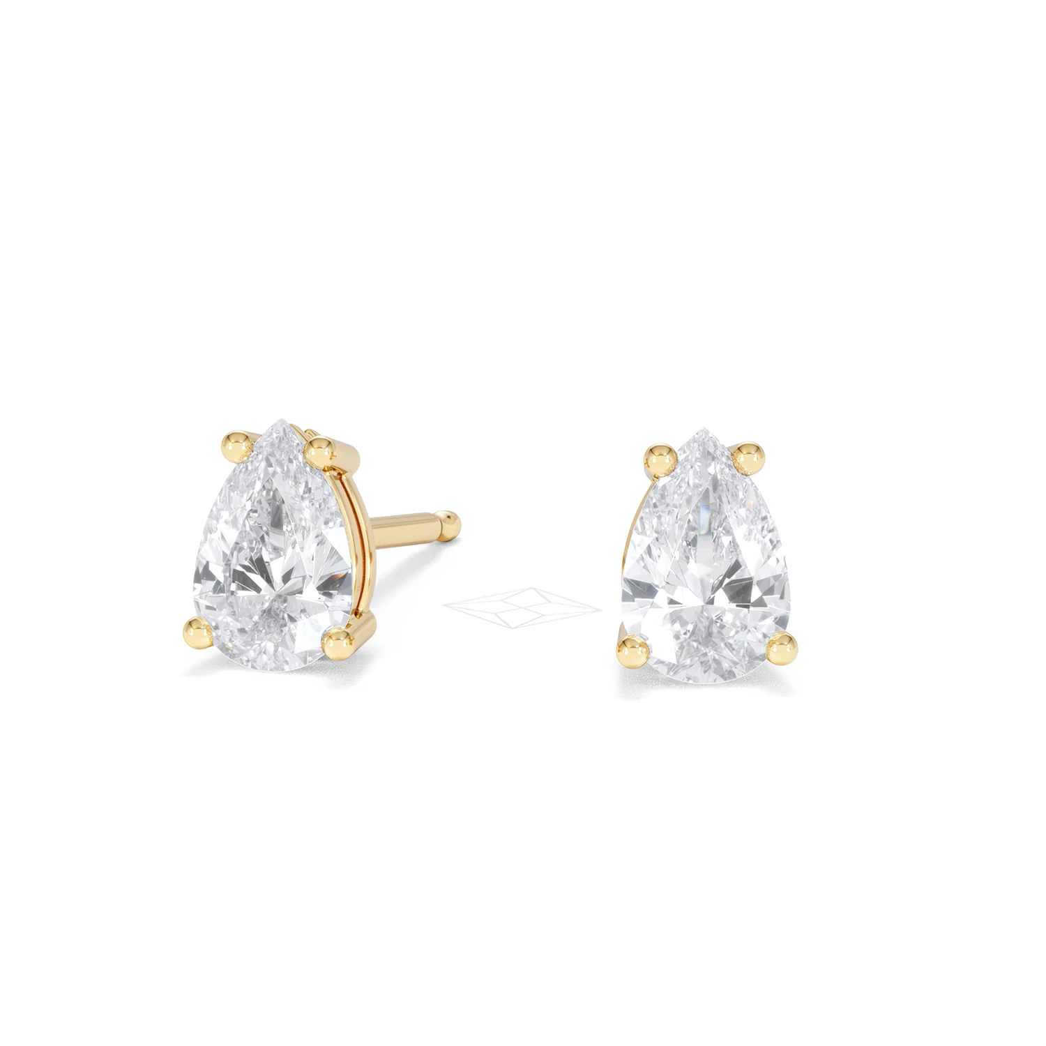 Naomi Pear Cut Lab Diamond Stud Earrings 1.00ct H/SI in 9k Gold - Image 88