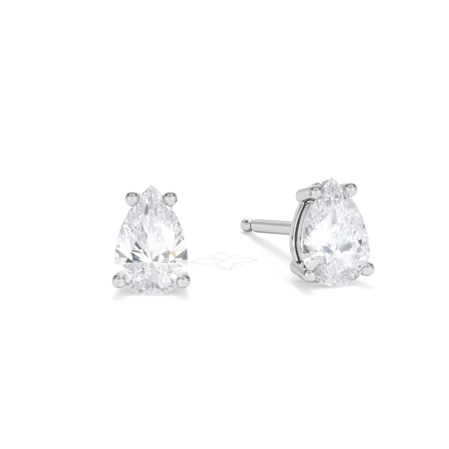 Naomi Pear Cut Lab Diamond Stud Earrings 1.00ct H/SI in 9K White Gold - Image 12
