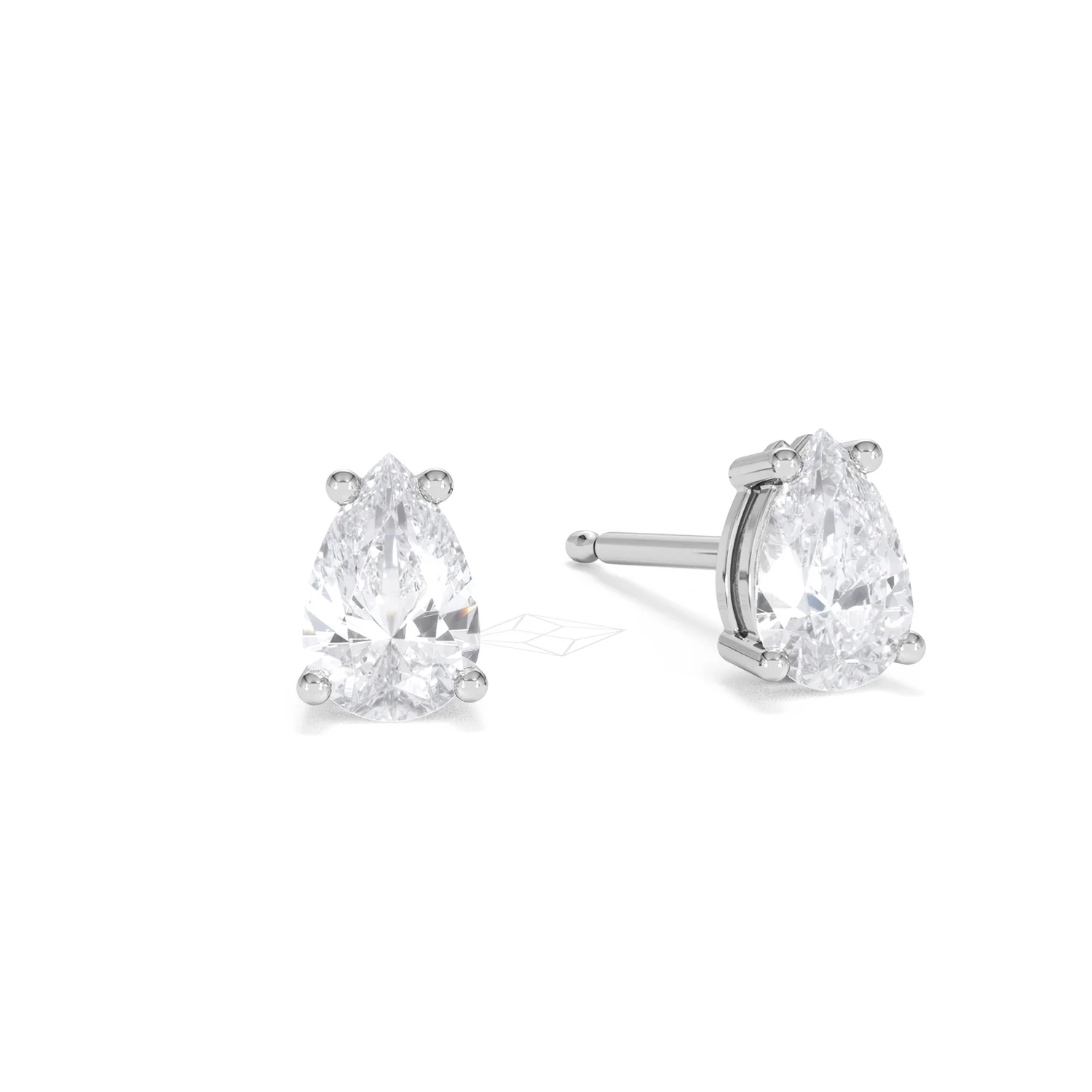 Naomi Pear Cut Lab Diamond Stud Earrings 1.00ct H/SI in 9K White Gold - Image 13