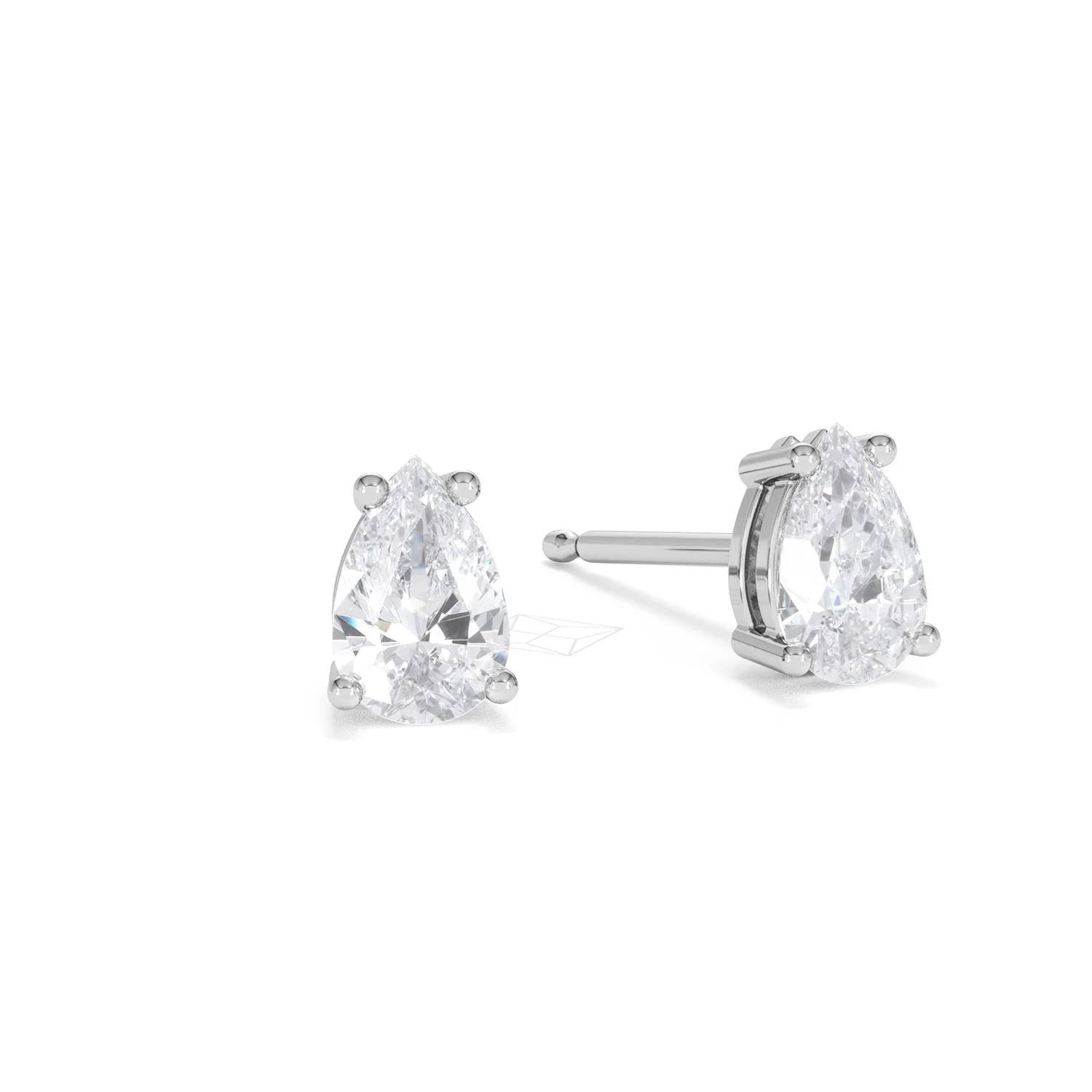 Naomi Pear Cut Lab Diamond Stud Earrings 1.00ct H/SI in 9K White Gold - Image 14