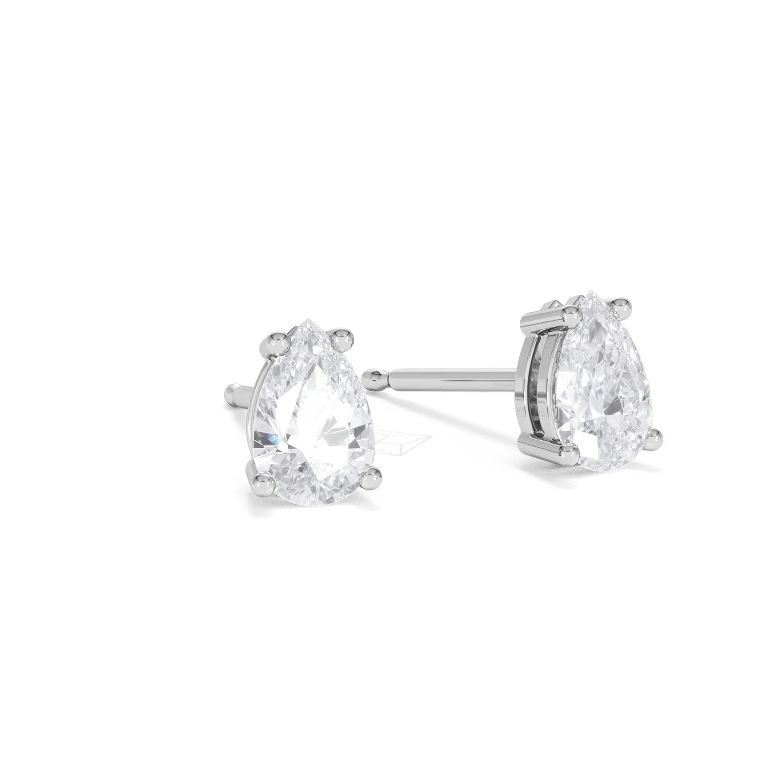 Naomi Pear Cut Lab Diamond Stud Earrings 1.00ct H/SI in 9K White Gold - Image 15
