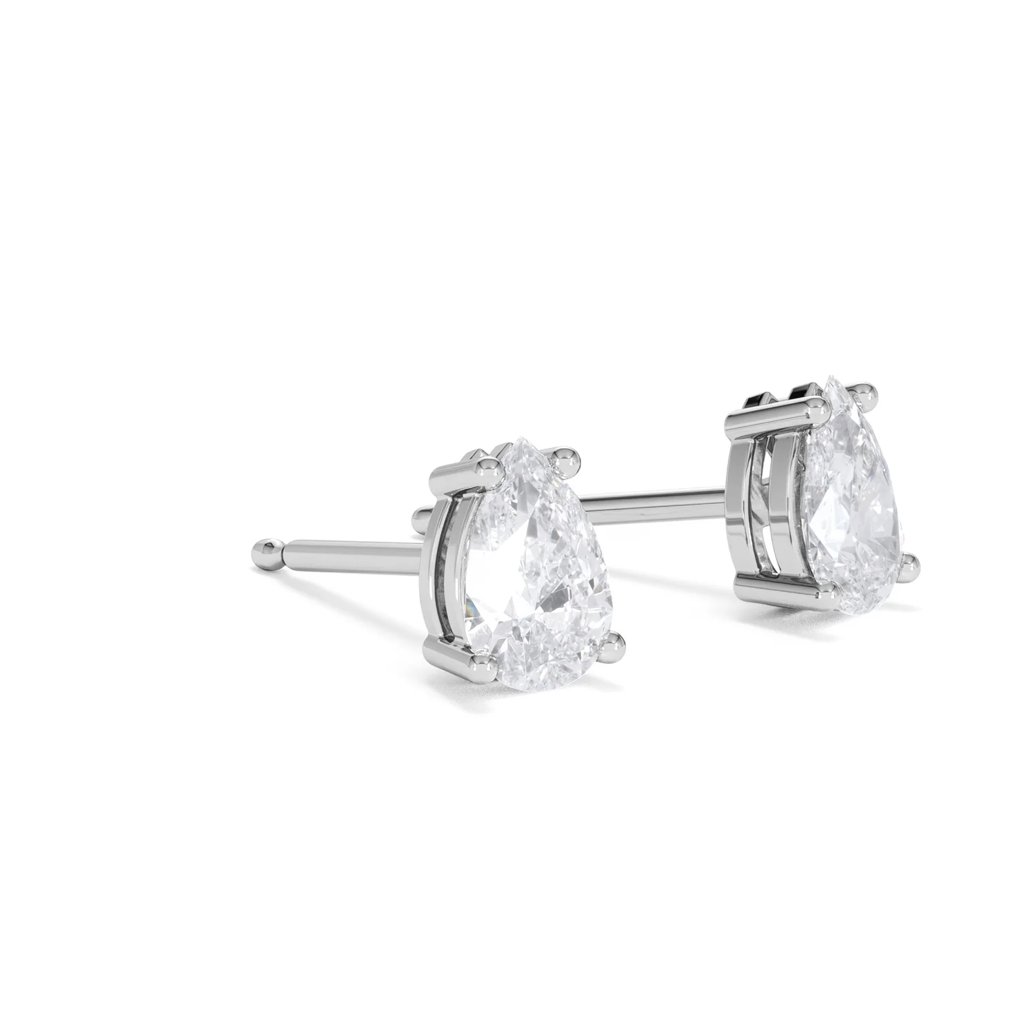 Naomi Pear Cut Lab Diamond Stud Earrings 1.00ct H/SI in 9K White Gold - Image 19