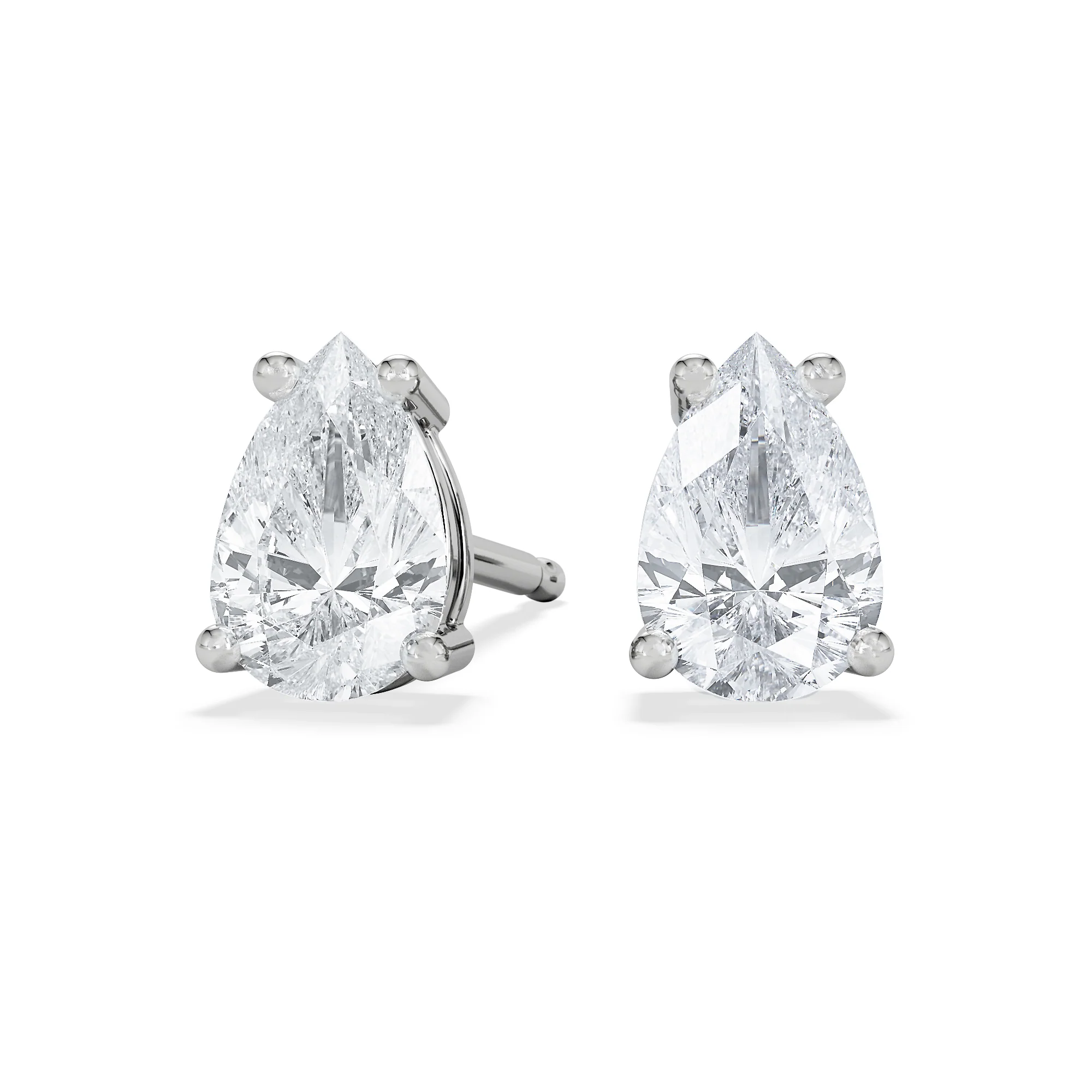 Naomi Pear Cut Lab Diamond Stud Earrings 1.00ct H/SI in 9K White Gold - Image 3