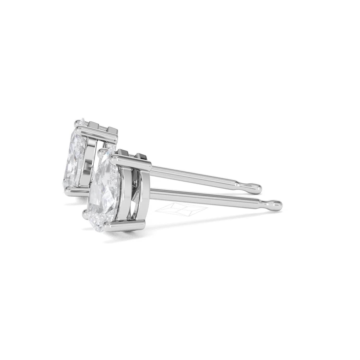 Naomi Pear Cut Lab Diamond Stud Earrings 1.00ct H/SI in 9K White Gold - Image 73