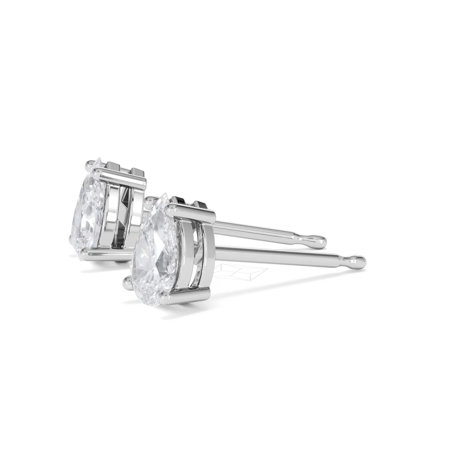 Naomi Pear Cut Lab Diamond Stud Earrings 1.00ct H/SI in 9K White Gold - Image 75