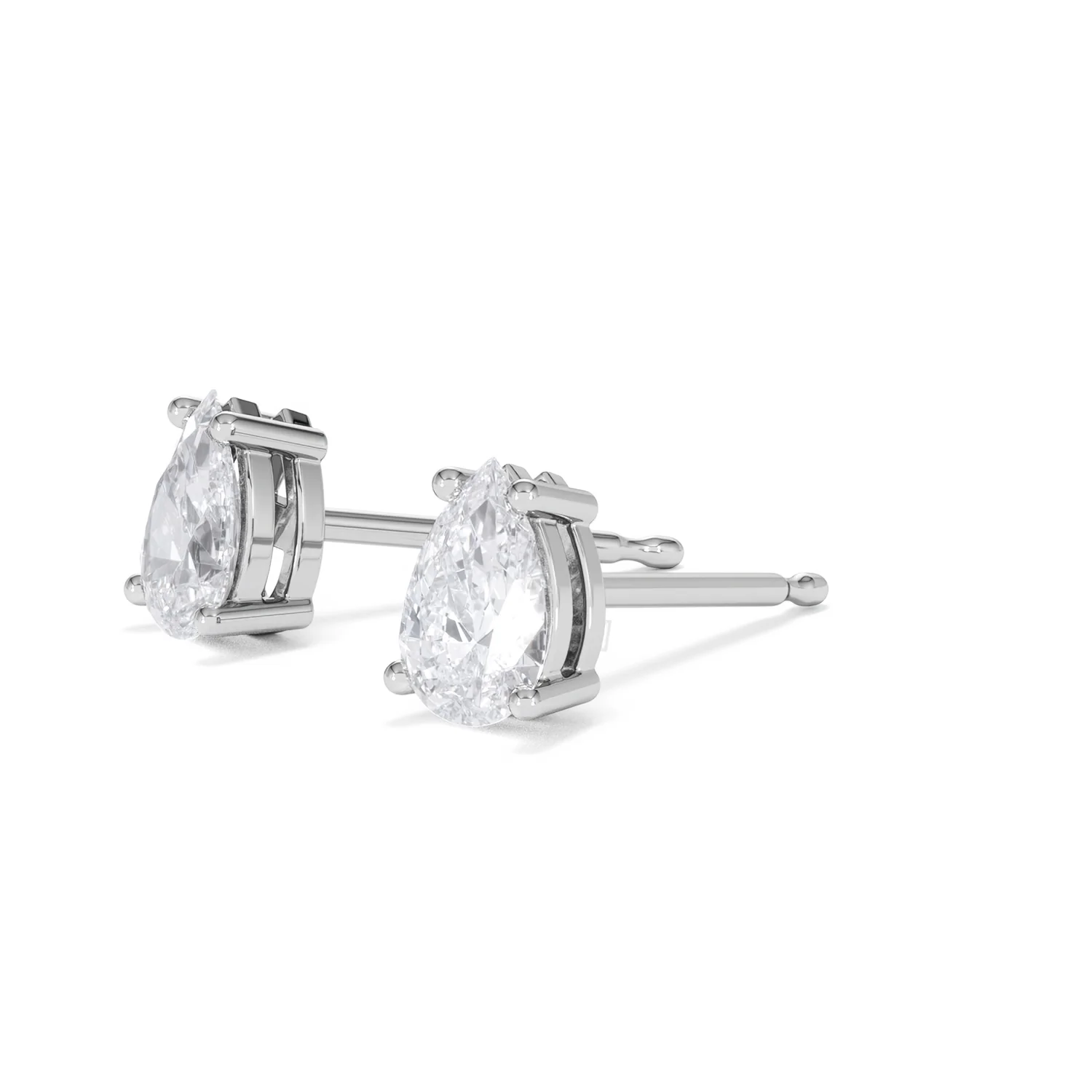 Naomi Pear Cut Lab Diamond Stud Earrings 1.00ct H/SI in 9K White Gold - Image 79