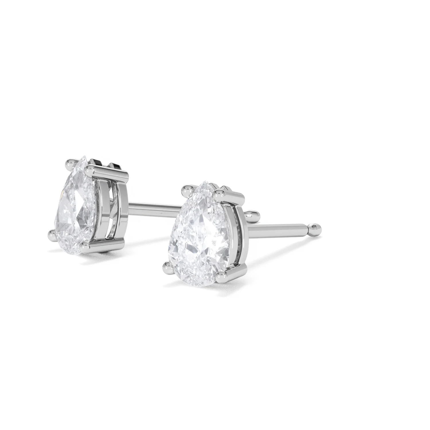Naomi Pear Cut Lab Diamond Stud Earrings 1.00ct H/SI in 9K White Gold - Image 80