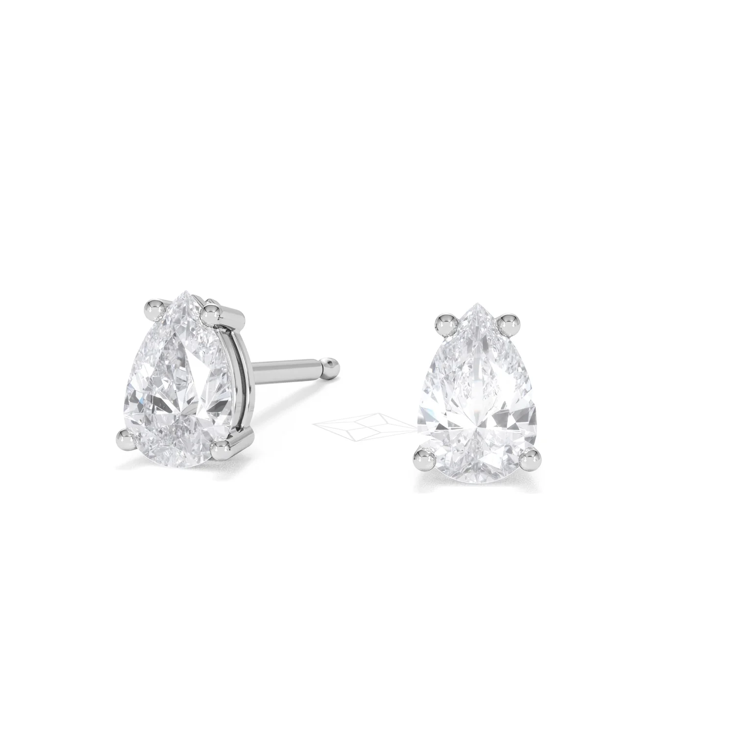 Naomi Pear Cut Lab Diamond Stud Earrings 1.00ct H/SI in 9K White Gold - Image 87