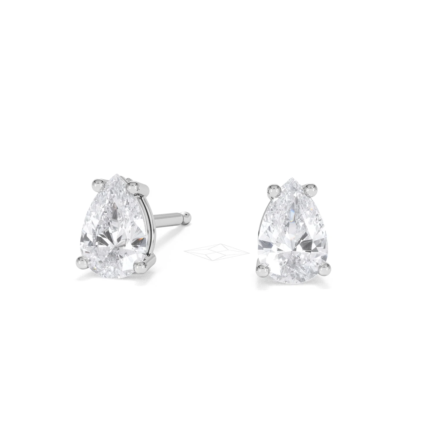 Naomi Pear Cut Lab Diamond Stud Earrings 1.00ct H/SI in 9K White Gold - Image 88