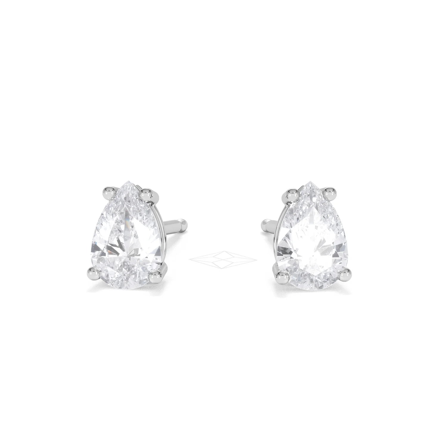 Naomi Pear Cut Lab Diamond Stud Earrings 1.00ct H/SI in 9K White Gold - Image 89