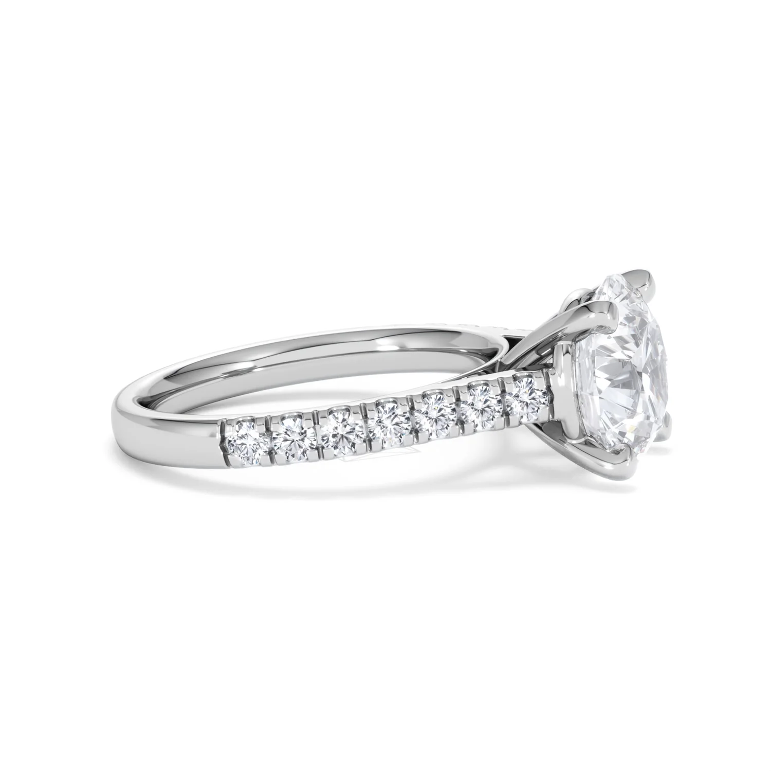 Natalia 3.45ct Lab Diamond Round Cut Engagement Ring in 18K White Gold G/VS1 - Image 25