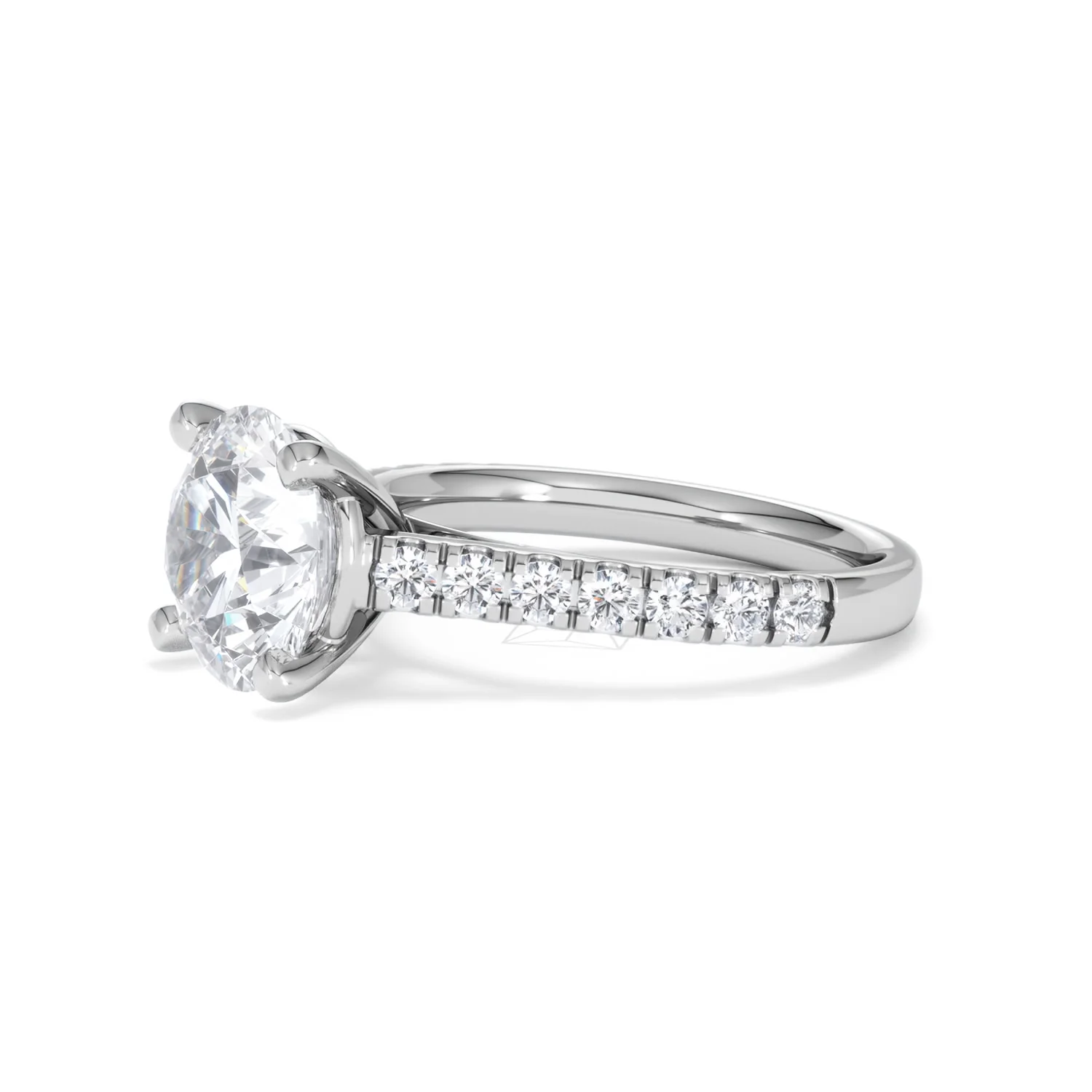 Natalia 3.45ct Lab Diamond Round Cut Engagement Ring in 18K White Gold G/VS1 - Image 76