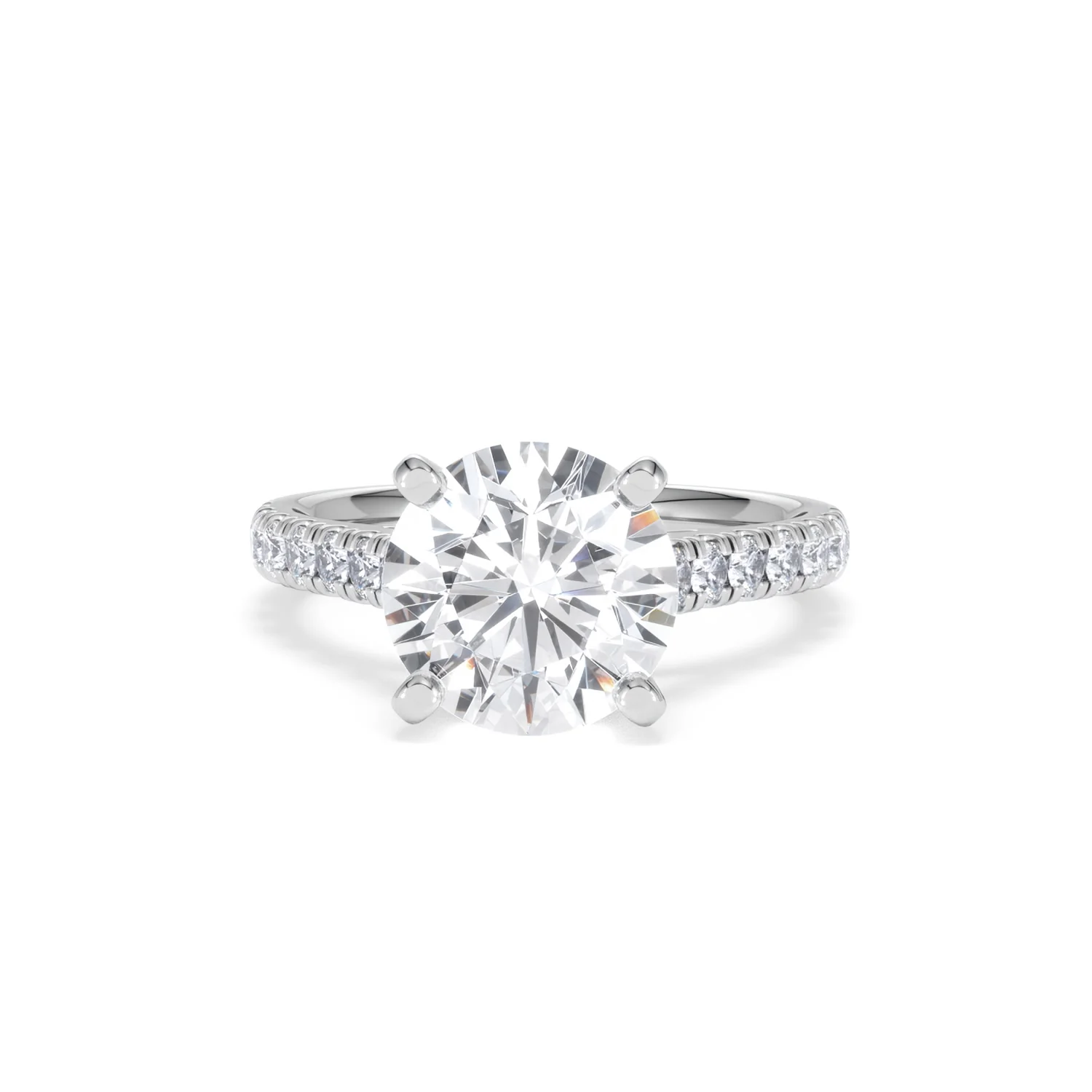 Natalia 3.45ct Lab Diamond Round Cut Engagement Ring in 18K White Gold G/VS1 - Image 88