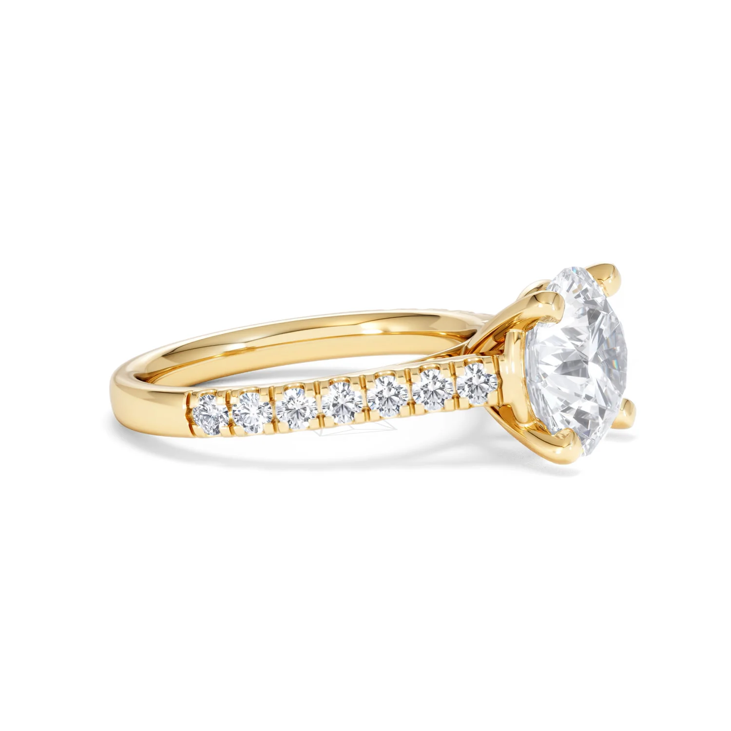 Natalia 3.45ct Lab Diamond Round Cut Engagement Ring in 18K Yellow Gold G/VS1 - Image 23