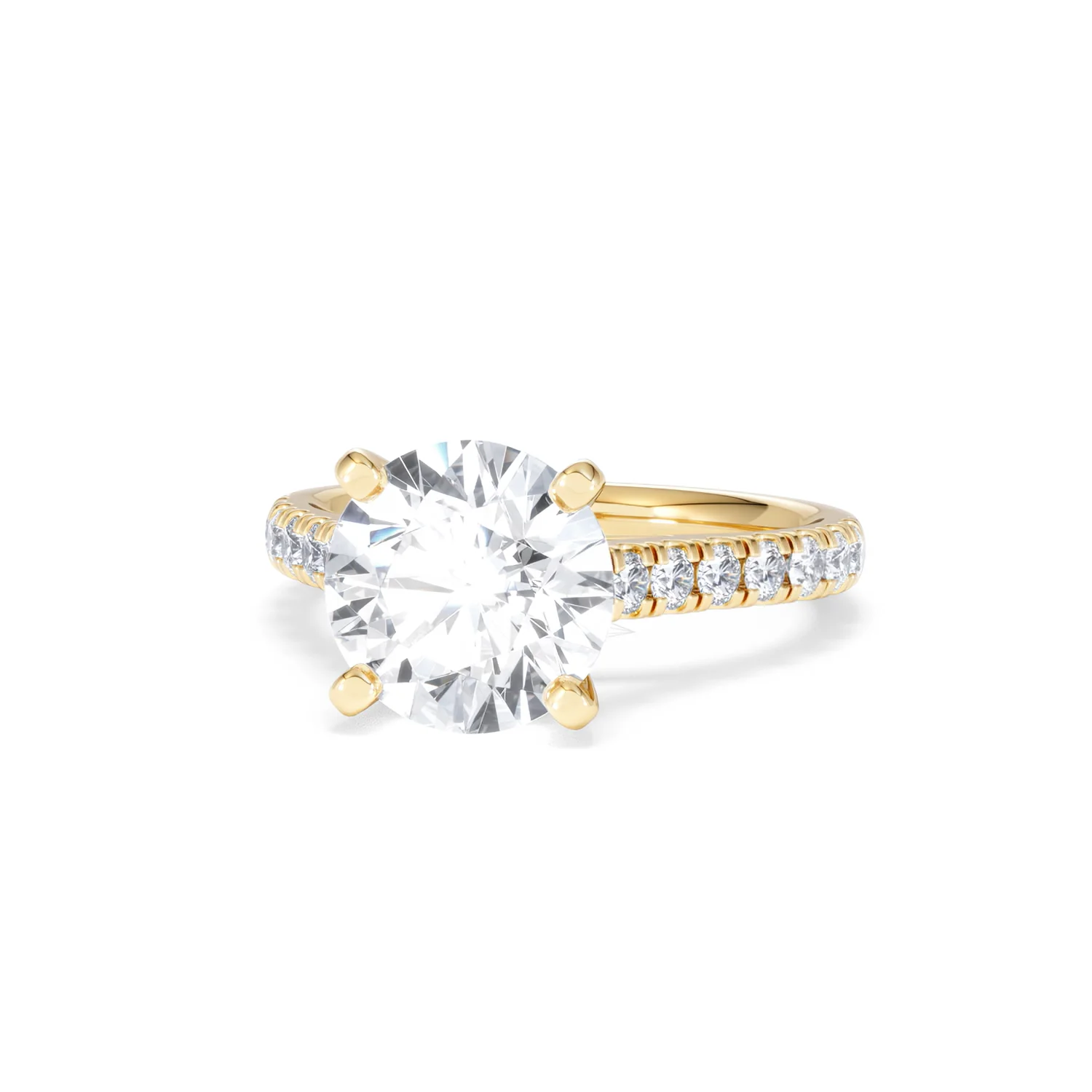 Natalia 3.45ct Lab Diamond Round Cut Engagement Ring in 18K Yellow Gold G/VS1 - Image 86