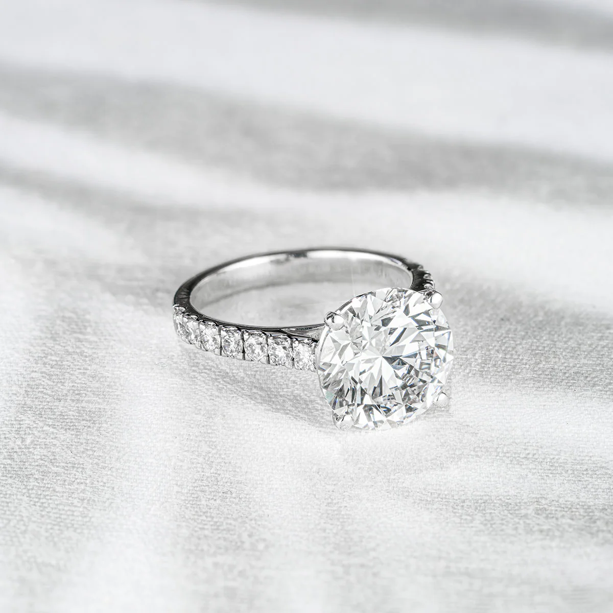 Natalia 5.65ct Lab Diamond Round Cut Engagement Ring in 18K White Gold G/VS1 - Image 6