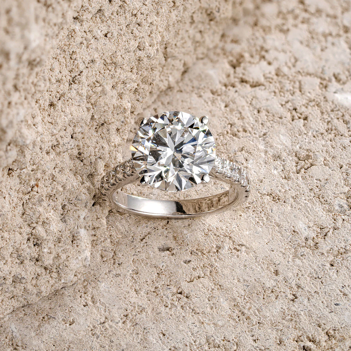 Natalia 5.65ct Lab Diamond Round Cut Engagement Ring in 18K White Gold G/VS1 - Image 7