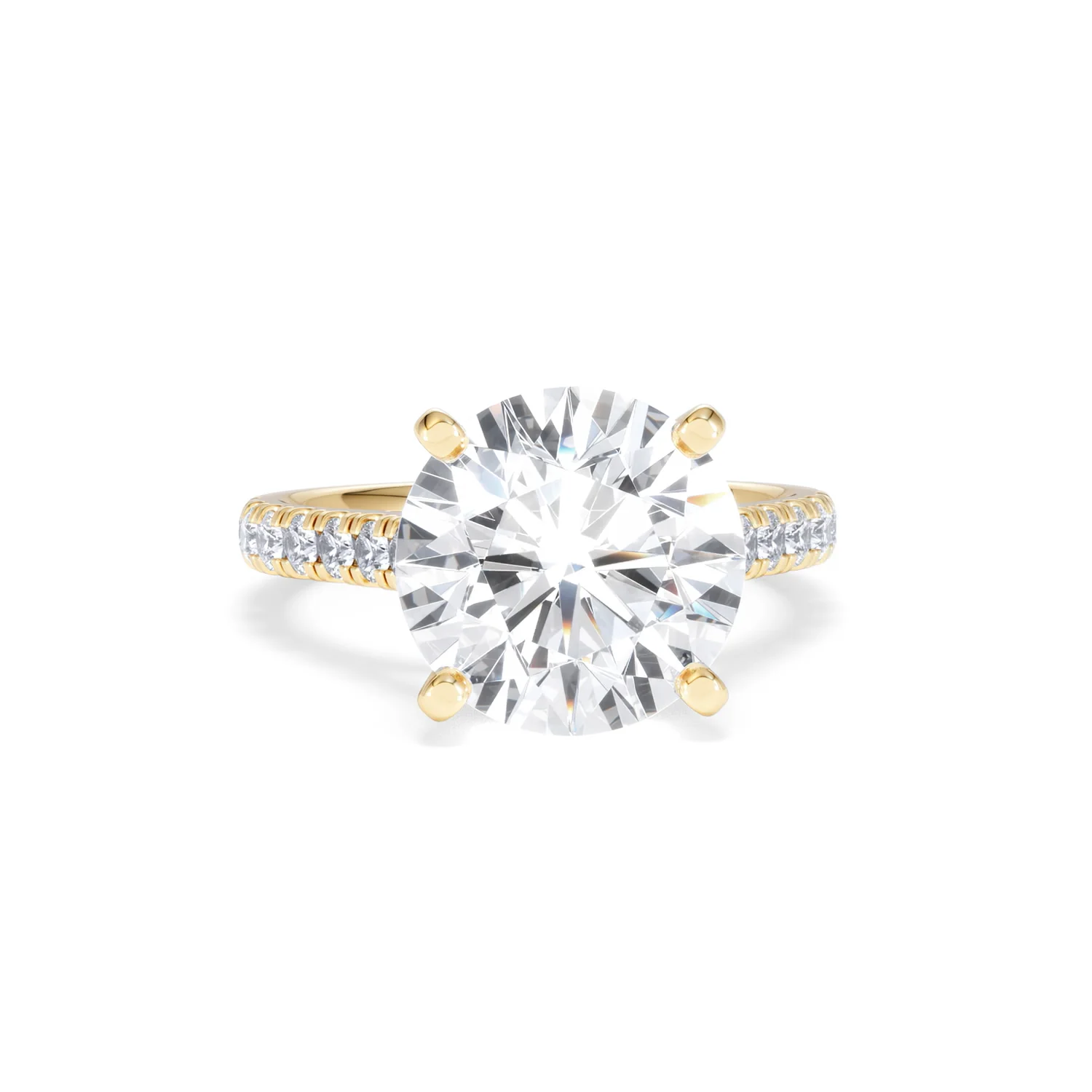 Natalia 5.65ct Lab Diamond Round Cut Engagement Ring in 18K Yellow Gold G/VS1 - Image 10