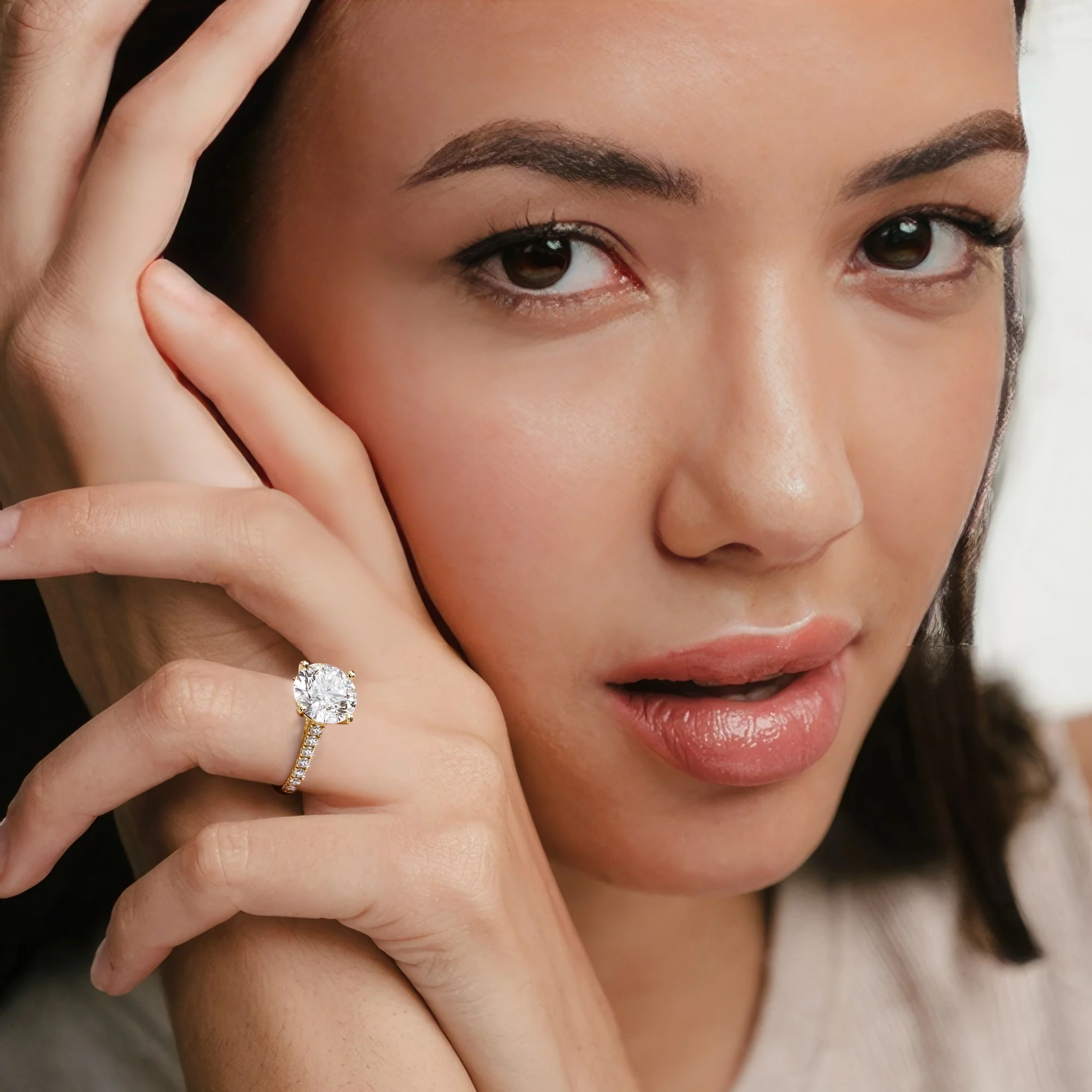 Natalia 5.65ct Lab Diamond Round Cut Engagement Ring in 18K Yellow Gold G/VS1 - Image 4