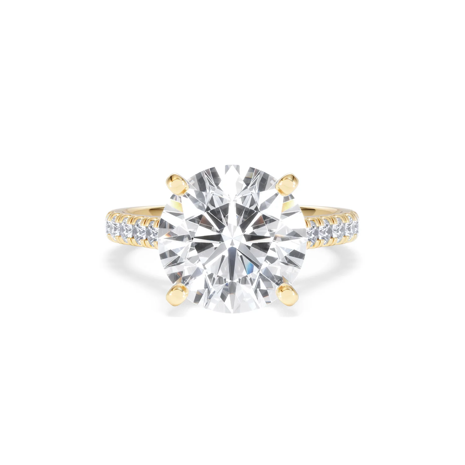 Natalia 5.65ct Lab Diamond Round Cut Engagement Ring in 18K Yellow Gold G/VS1 - Image 9