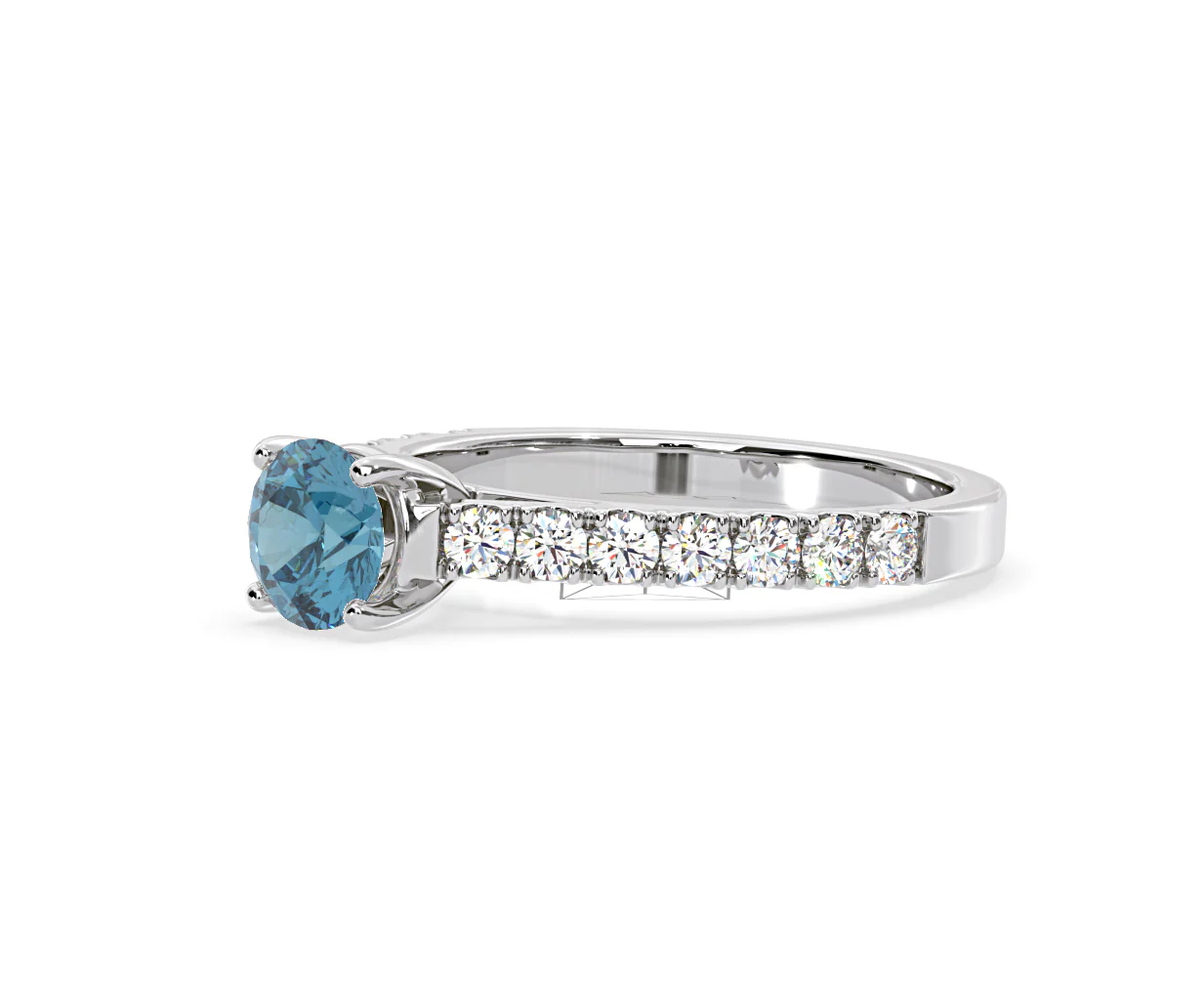 Natalia Blue Lab Diamond 1.50ct Side Stone Ring in Platinum - Elara Collection - Image 17
