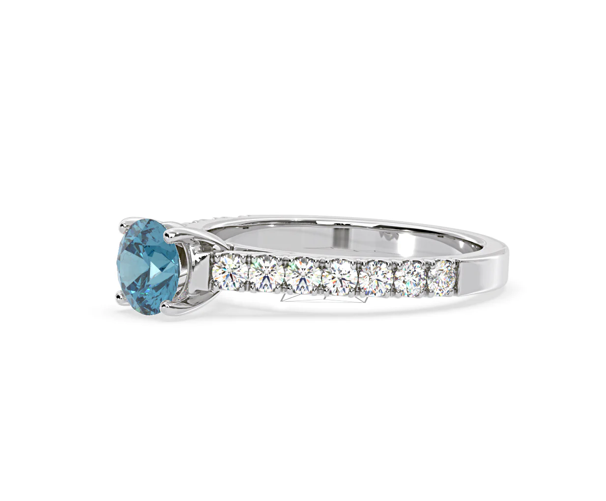 Natalia Blue Lab Diamond 1.50ct Side Stone Ring in Platinum - Elara Collection - Image 18