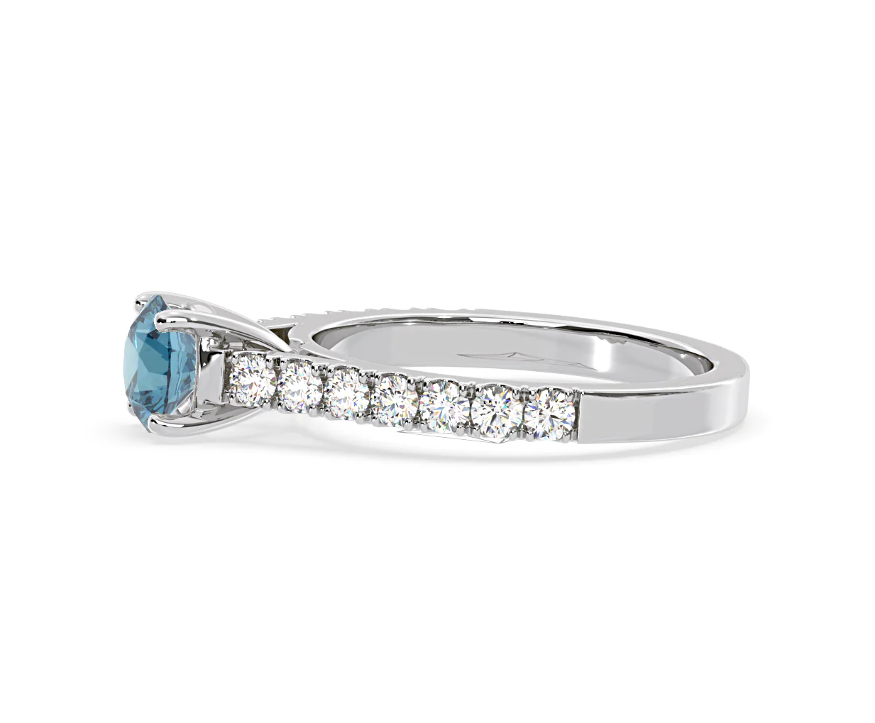 Natalia Blue Lab Diamond 1.50ct Side Stone Ring in Platinum - Elara Collection - Image 24