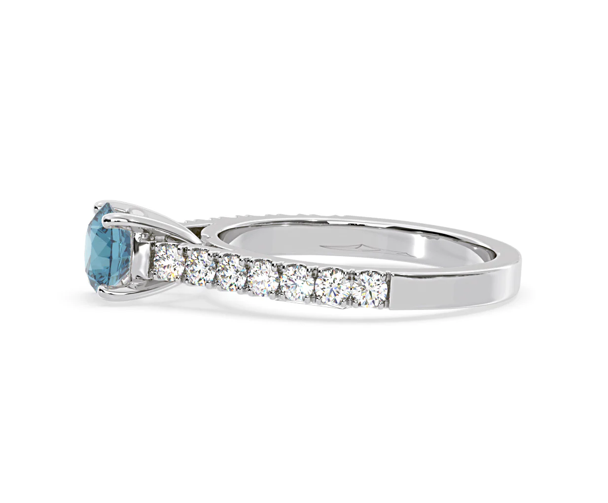 Natalia Blue Lab Diamond 1.50ct Side Stone Ring in Platinum - Elara Collection - Image 25