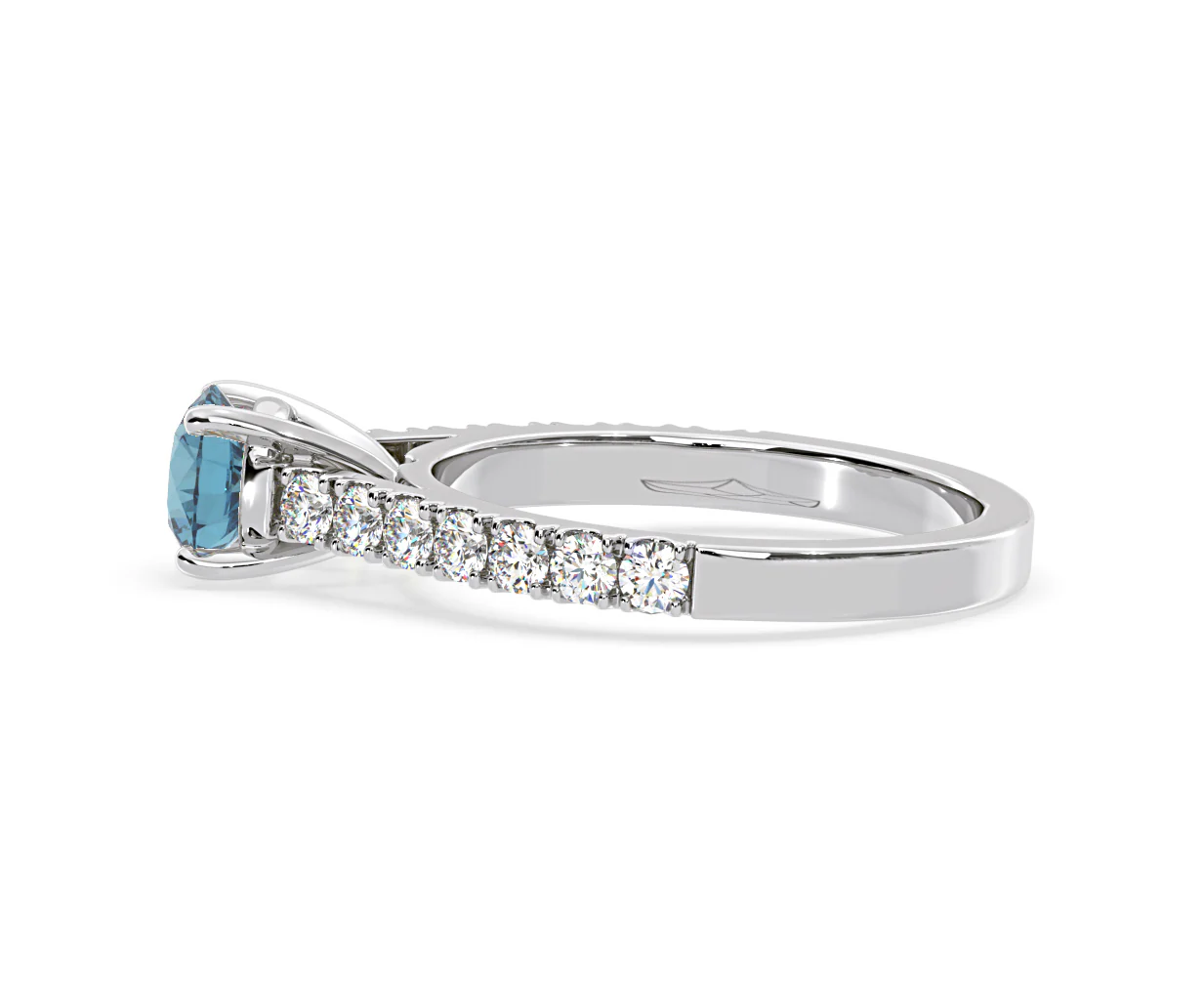 Natalia Blue Lab Diamond 1.50ct Side Stone Ring in Platinum - Elara Collection - Image 28