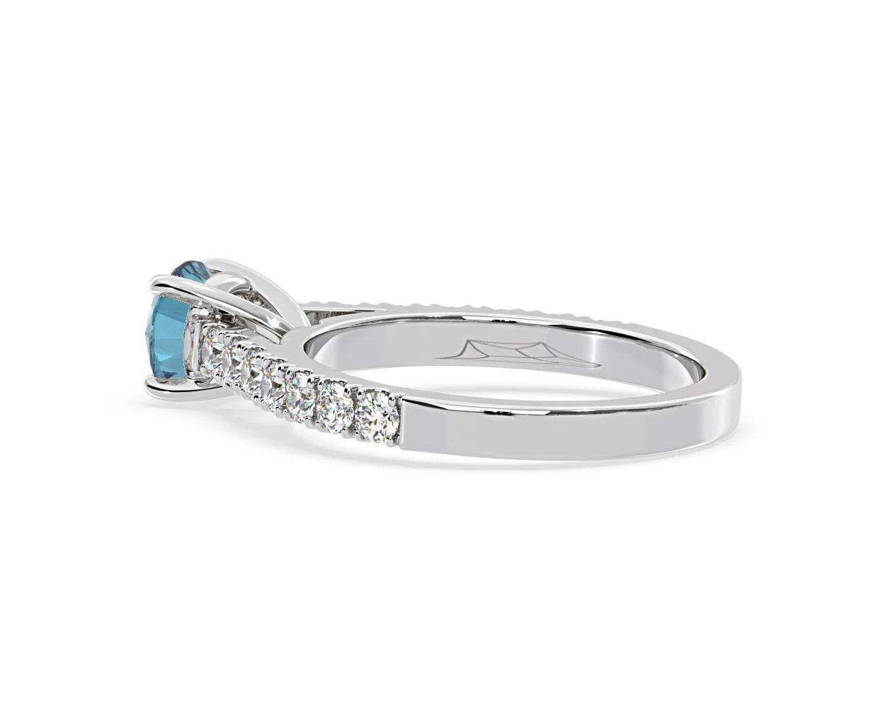 Natalia Blue Lab Diamond 1.50ct Side Stone Ring in Platinum - Elara Collection - Image 33