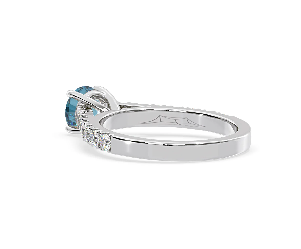 Natalia Blue Lab Diamond 1.50ct Side Stone Ring in Platinum - Elara Collection - Image 37