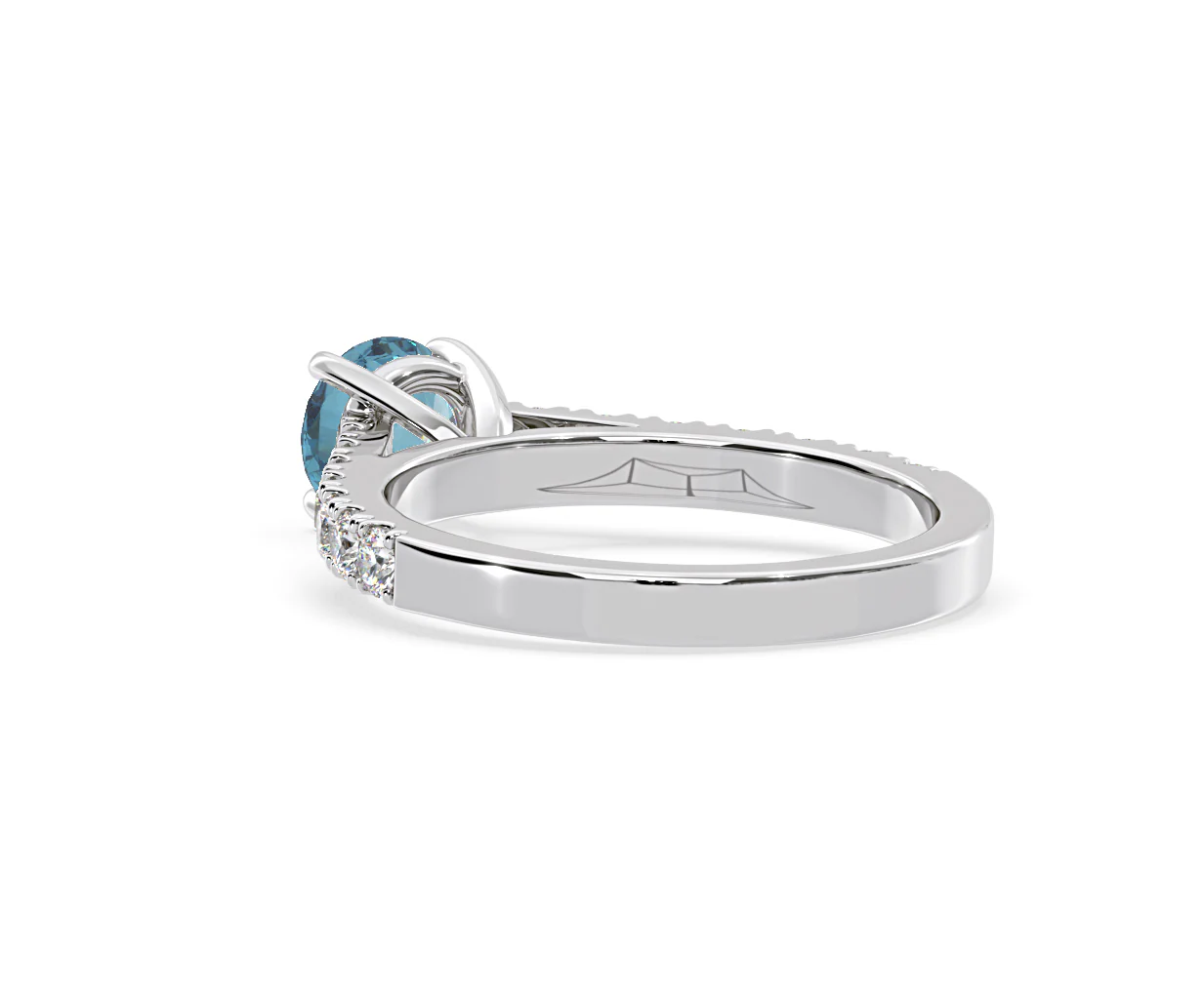 Natalia Blue Lab Diamond 1.50ct Side Stone Ring in Platinum - Elara Collection - Image 39