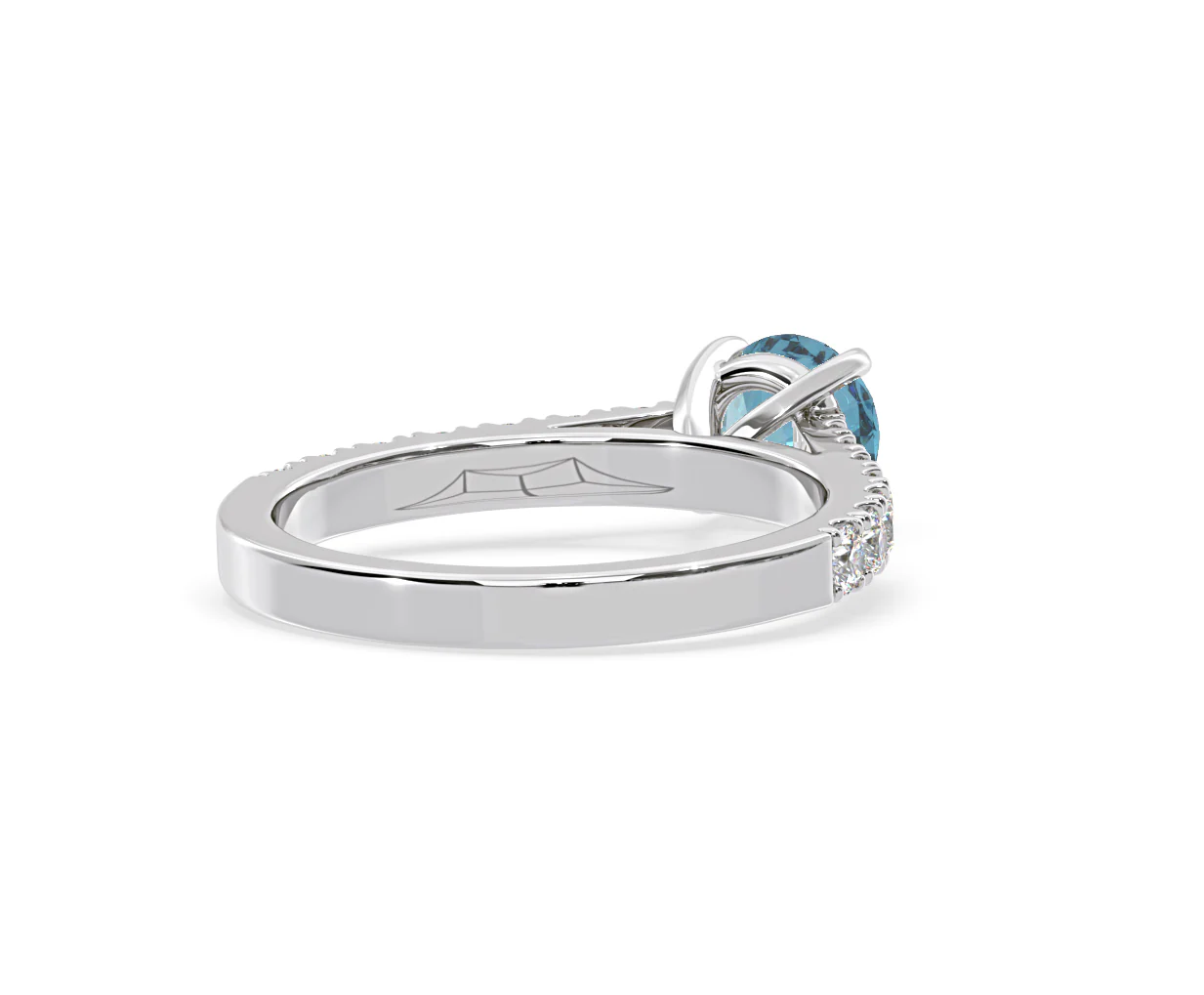 Natalia Blue Lab Diamond 1.50ct Side Stone Ring in Platinum - Elara Collection - Image 53