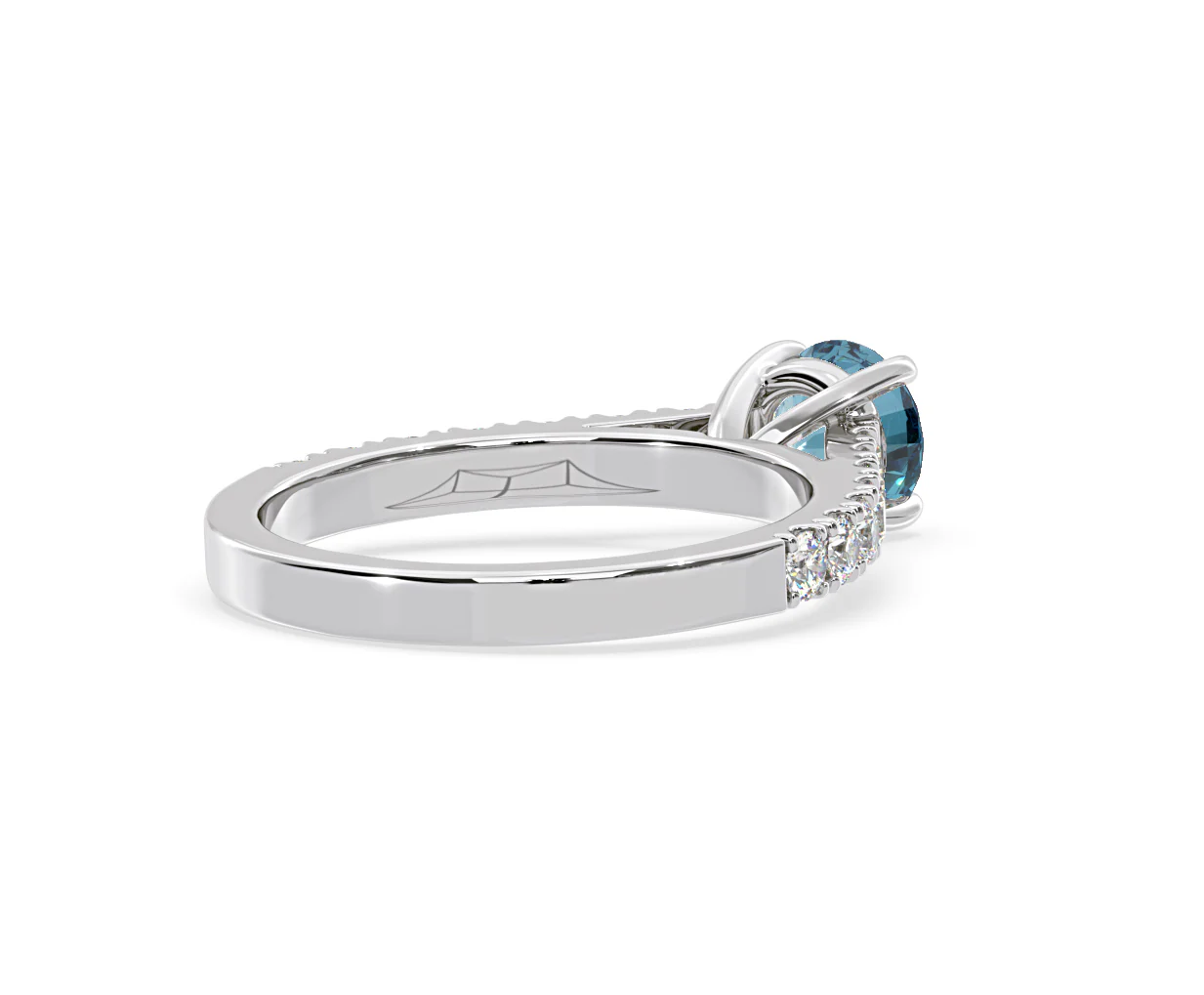 Natalia Blue Lab Diamond 1.50ct Side Stone Ring in Platinum - Elara Collection - Image 55