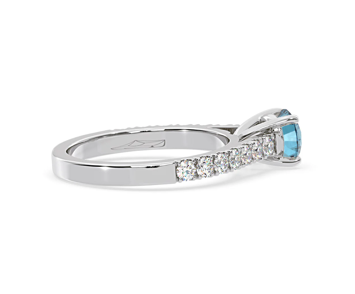 Natalia Blue Lab Diamond 1.50ct Side Stone Ring in Platinum - Elara Collection - Image 62