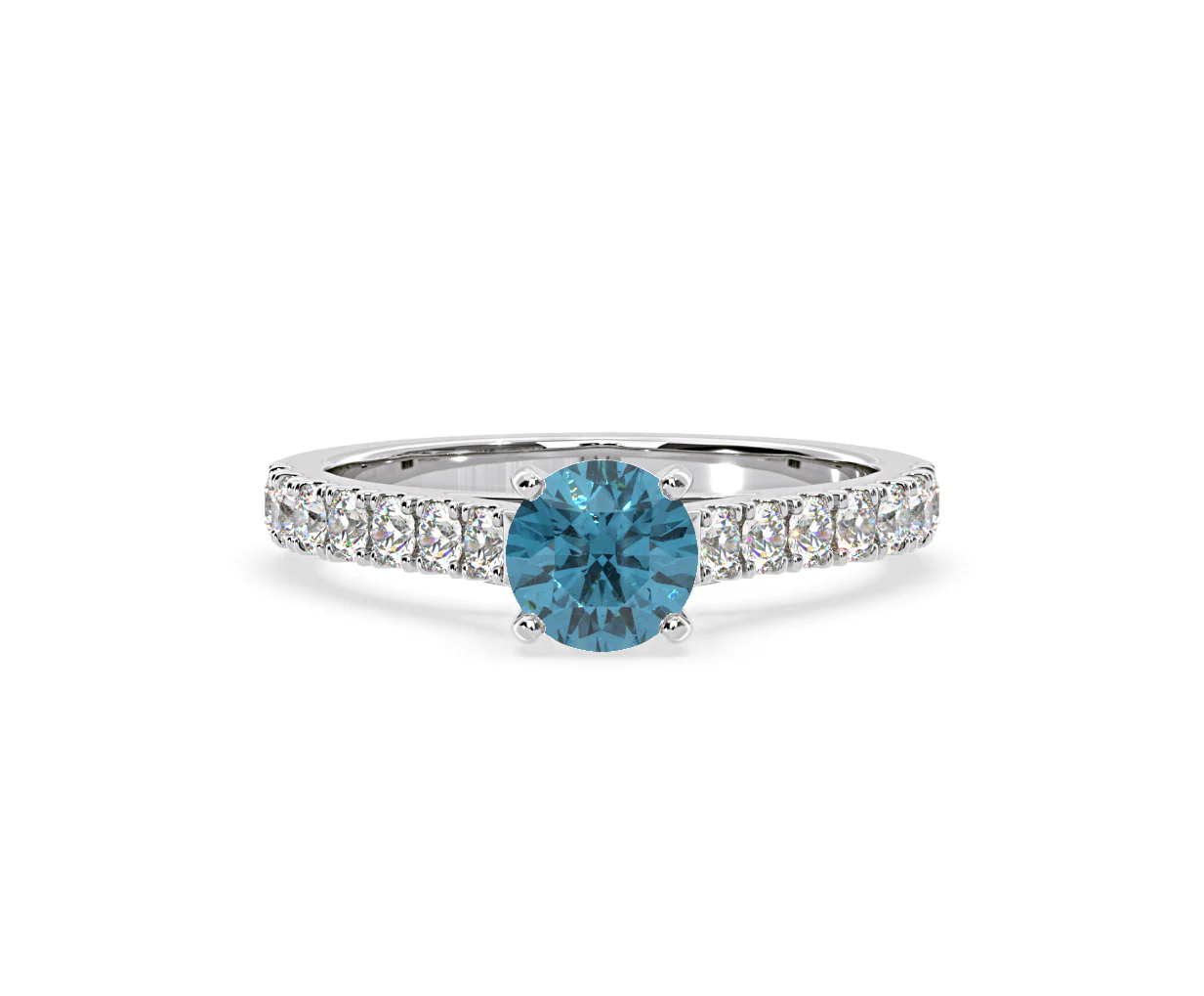 Natalia Blue Lab Diamond 1.50ct Side Stone Ring in Platinum - Elara Collection - Image 7