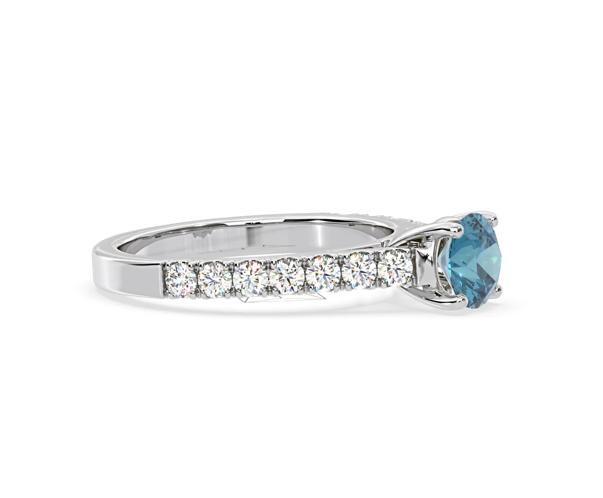 Natalia Blue Lab Diamond 1.50ct Side Stone Ring in Platinum - Elara Collection - Image 73