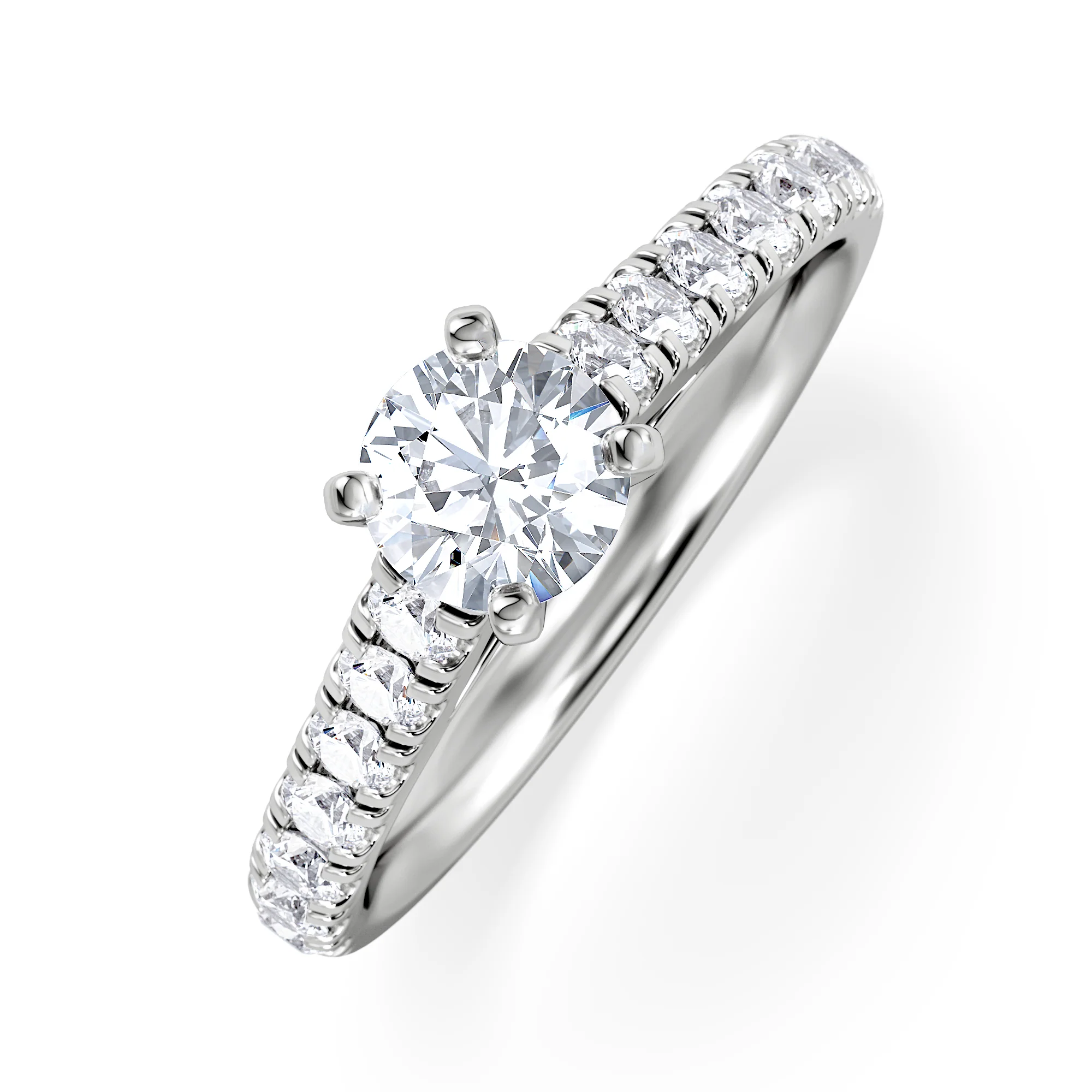 Natalia Diamond Engagement Side Stone Ring 18KW Gold 0.91CT G/SI2