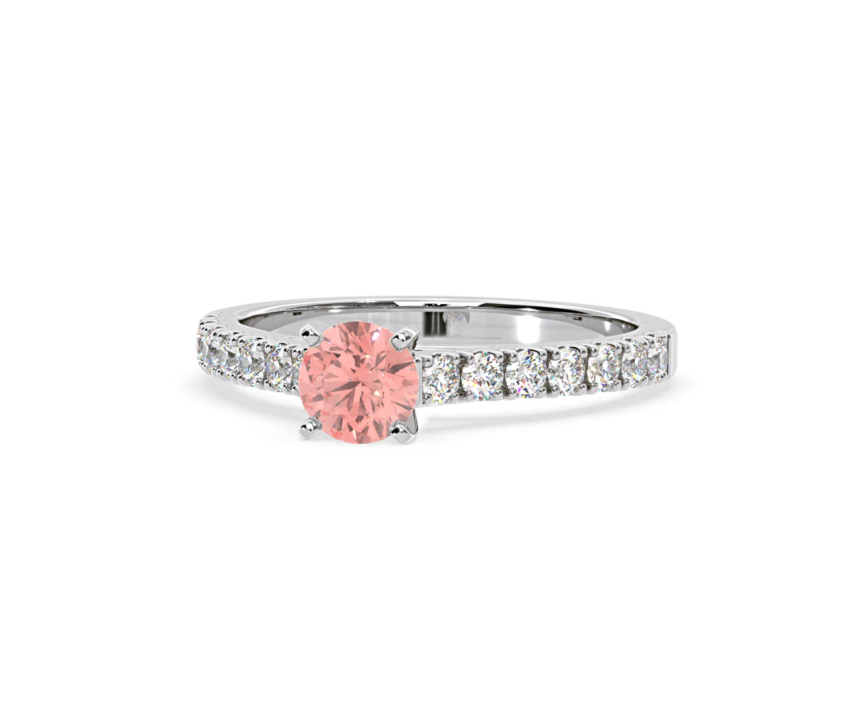 Natalia Pink Lab Diamond 0.91ct Side Stone Ring in 18K White Gold - Elara Collection - Image 10