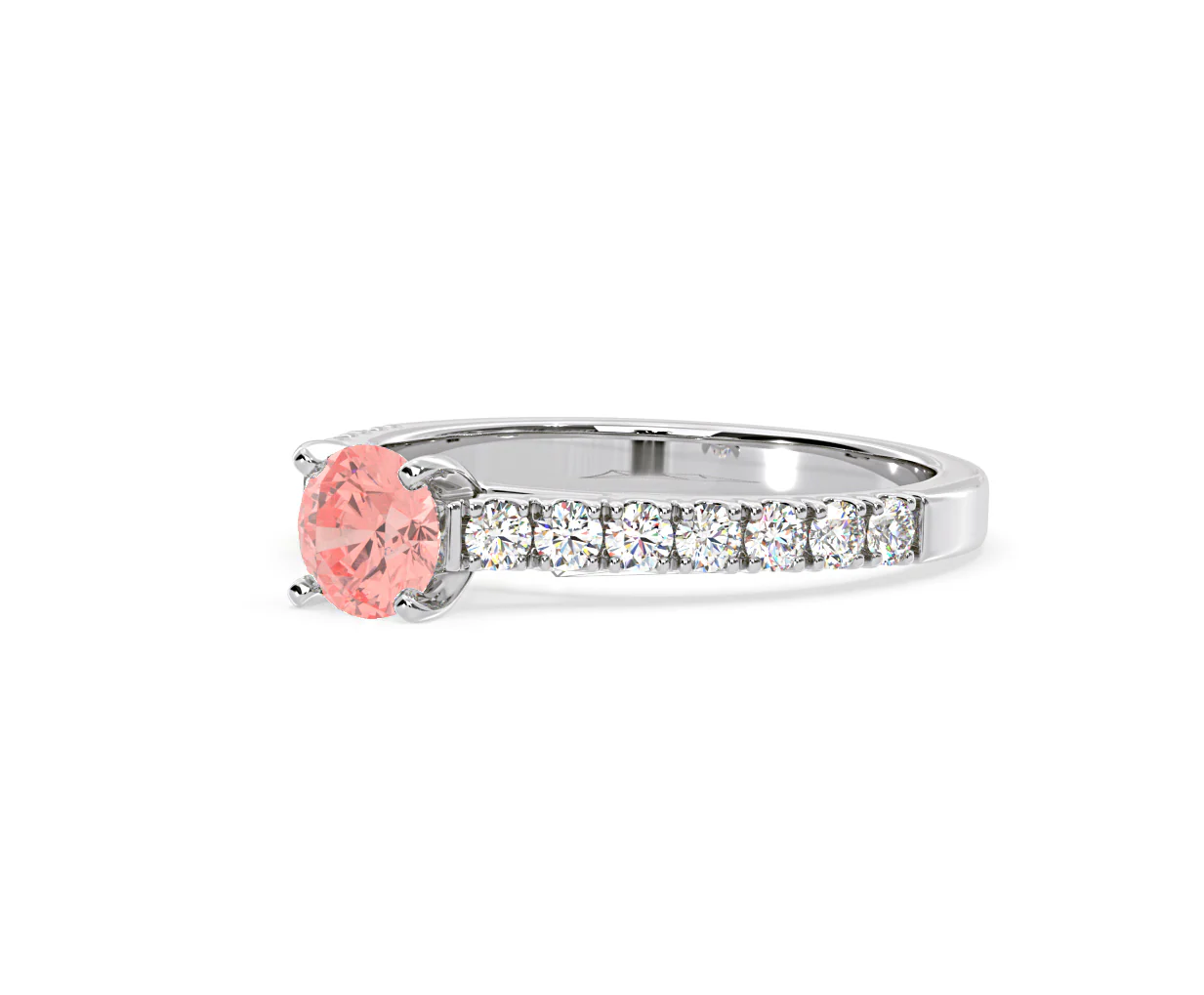 Natalia Pink Lab Diamond 0.91ct Side Stone Ring in 18K White Gold - Elara Collection - Image 15