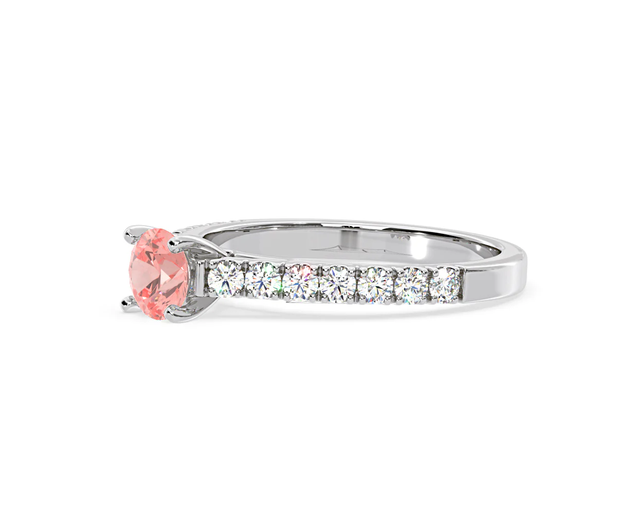 Natalia Pink Lab Diamond 0.91ct Side Stone Ring in 18K White Gold - Elara Collection - Image 18