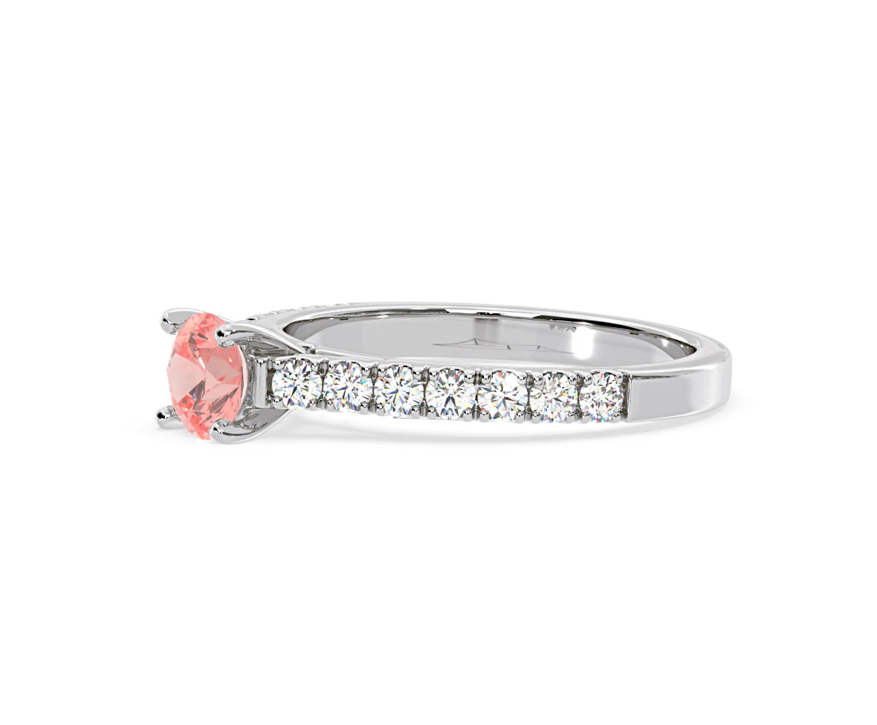 Natalia Pink Lab Diamond 0.91ct Side Stone Ring in 18K White Gold - Elara Collection - Image 19